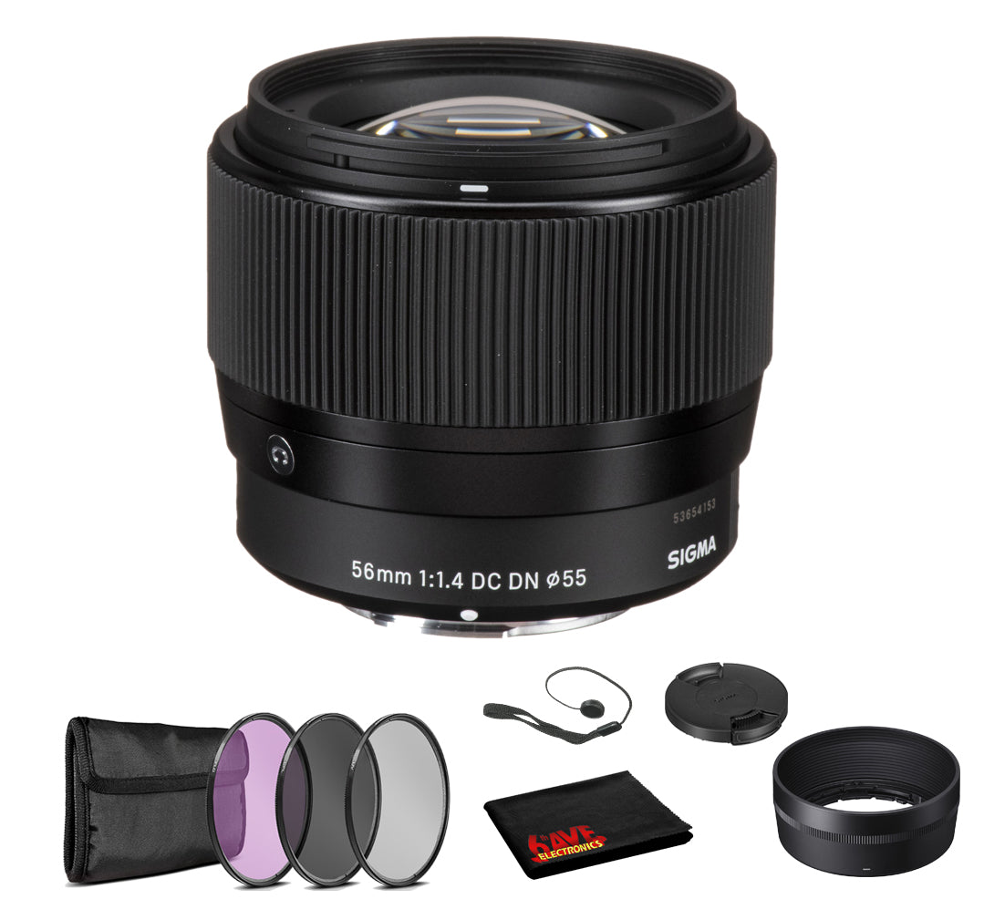 Sigma 56mm f/1.4 DC DN Contemporary Lens for Micro Four Thirds with Bundle: 3pc Filter Kit + More Sigma