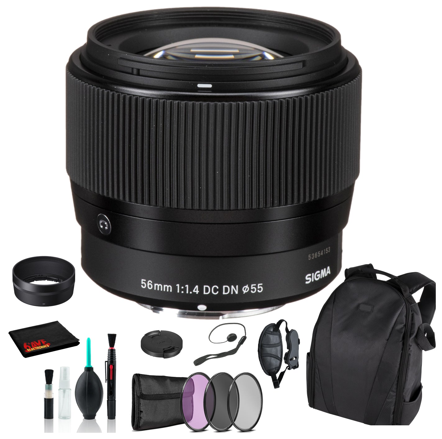 Sigma 56mm f/1.4 DC DN Contemporary Lens for Micro Four Thirds with Advance Bundle: Backpack + Sandisk 64gb SD+ More Sigma