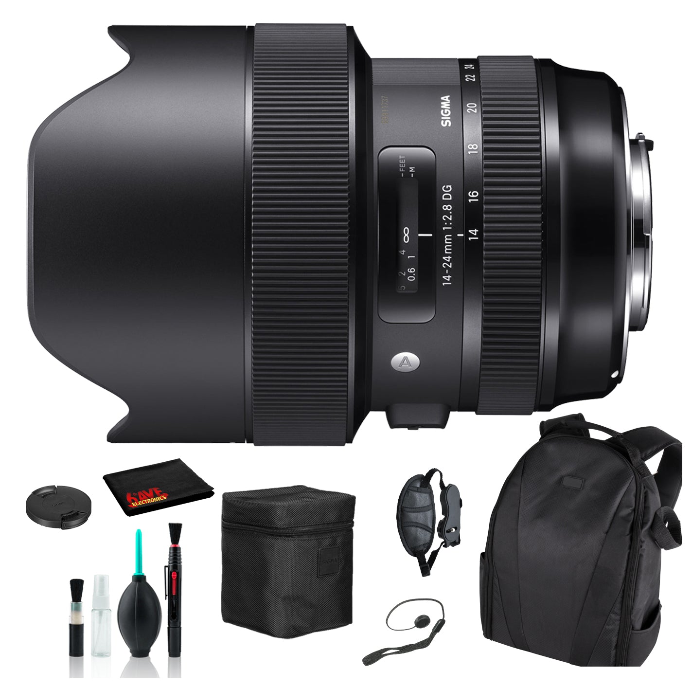 Sigma 14-24mm f/2.8 DG HSM Art Lens for Nikon F with Essential Bundle: Backpack + More Sigma