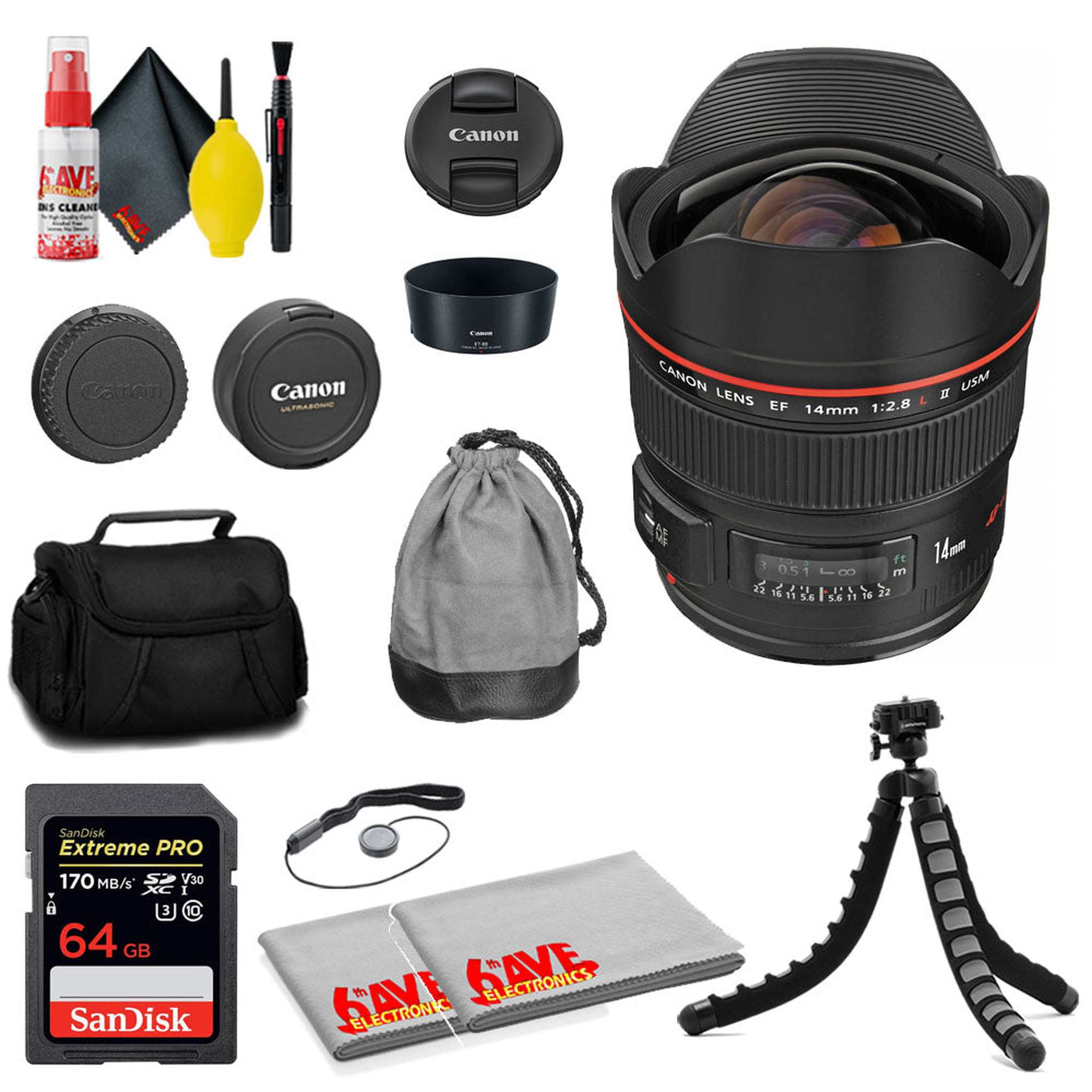 Canon EF 14mm f/2.8L II USM Lens + SanDisk 64GB Card + MORE Canon