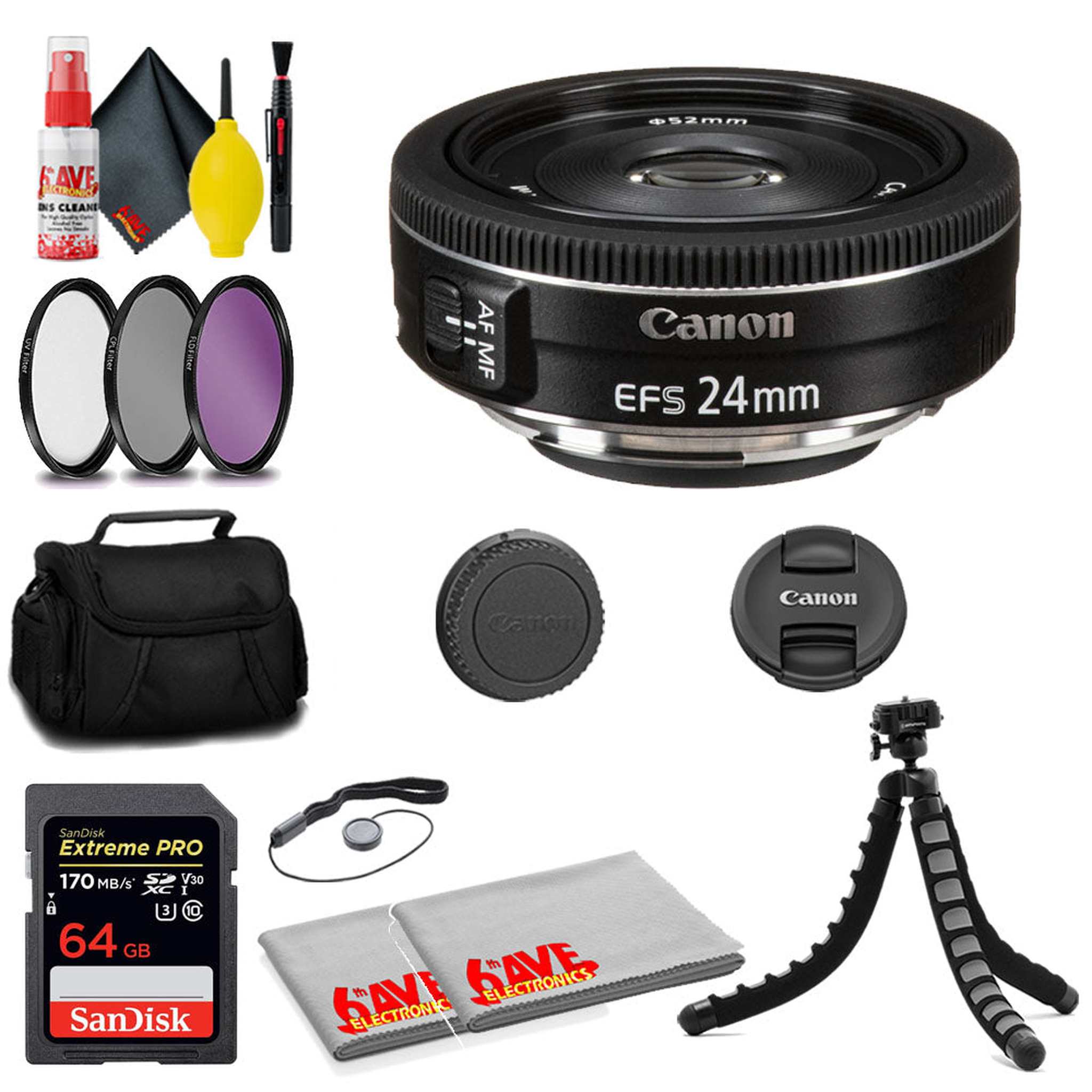 Canon EF-S 24mm f/2.8 STM Lens + SanDisk 64GB Card + MORE Canon