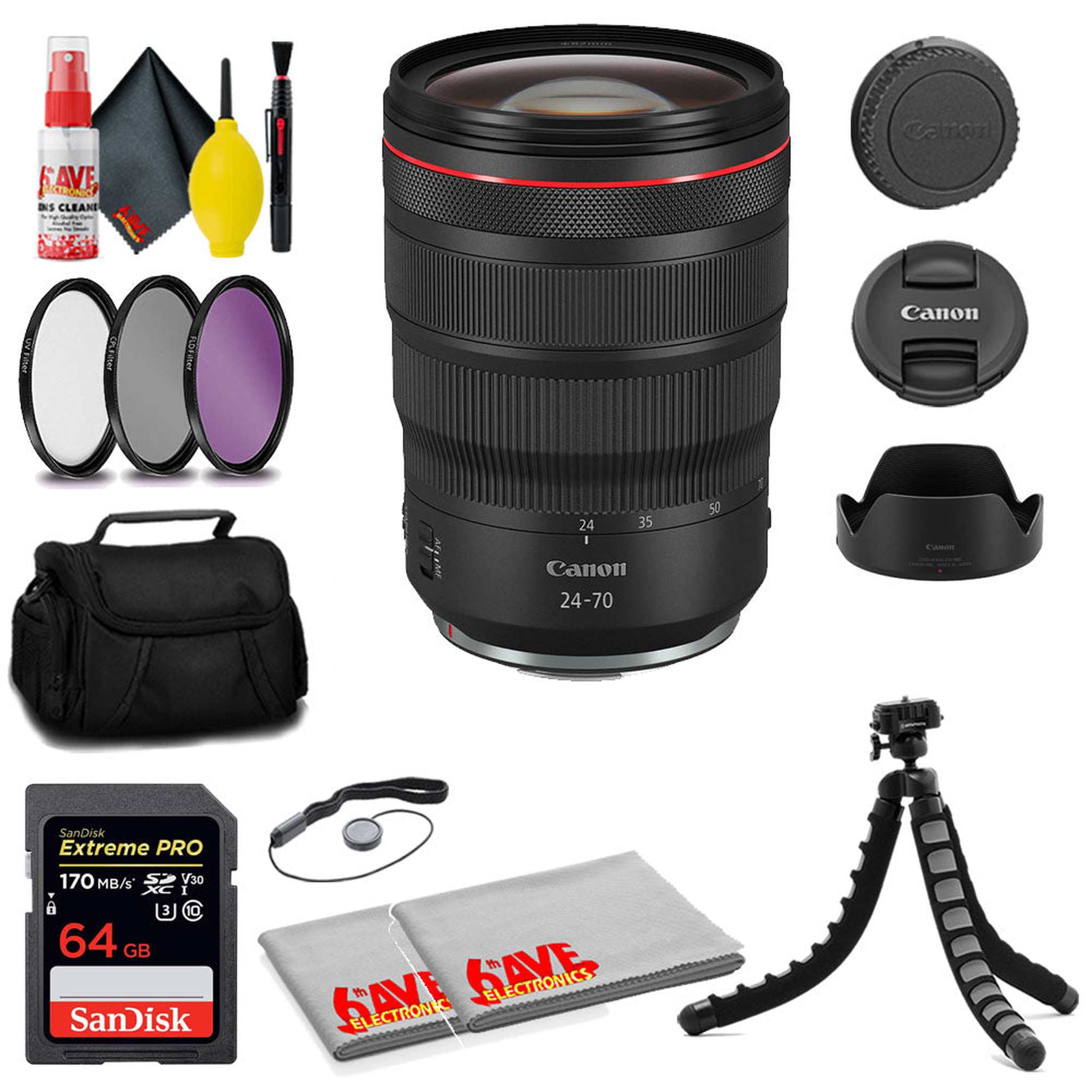 Canon RF 24-70mm f/2.8L IS USM Lens + SanDisk 64GB Card + MORE Canon