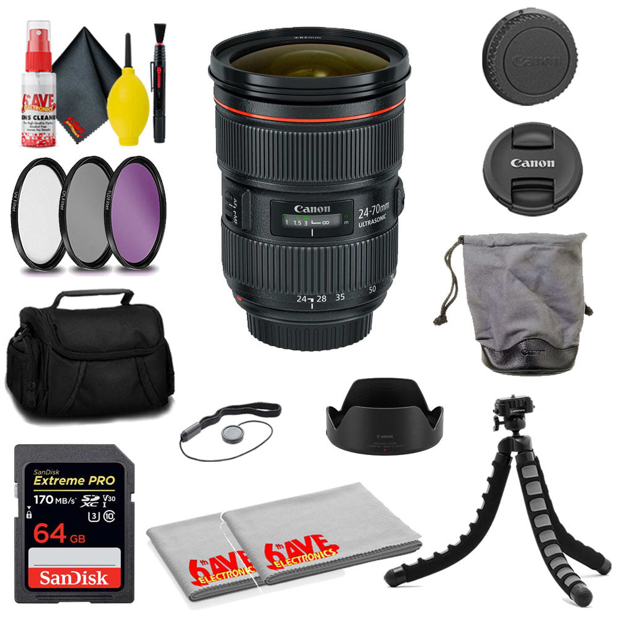 Canon EF 24-70mm f/2.8L II USM Lens + SanDisk 64GB Card + MORE Canon