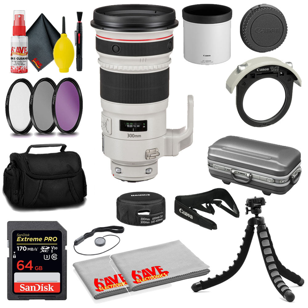 Canon EF 300mm f/2.8L IS II USM Lens + SanDisk 64GB Card + MORE Canon