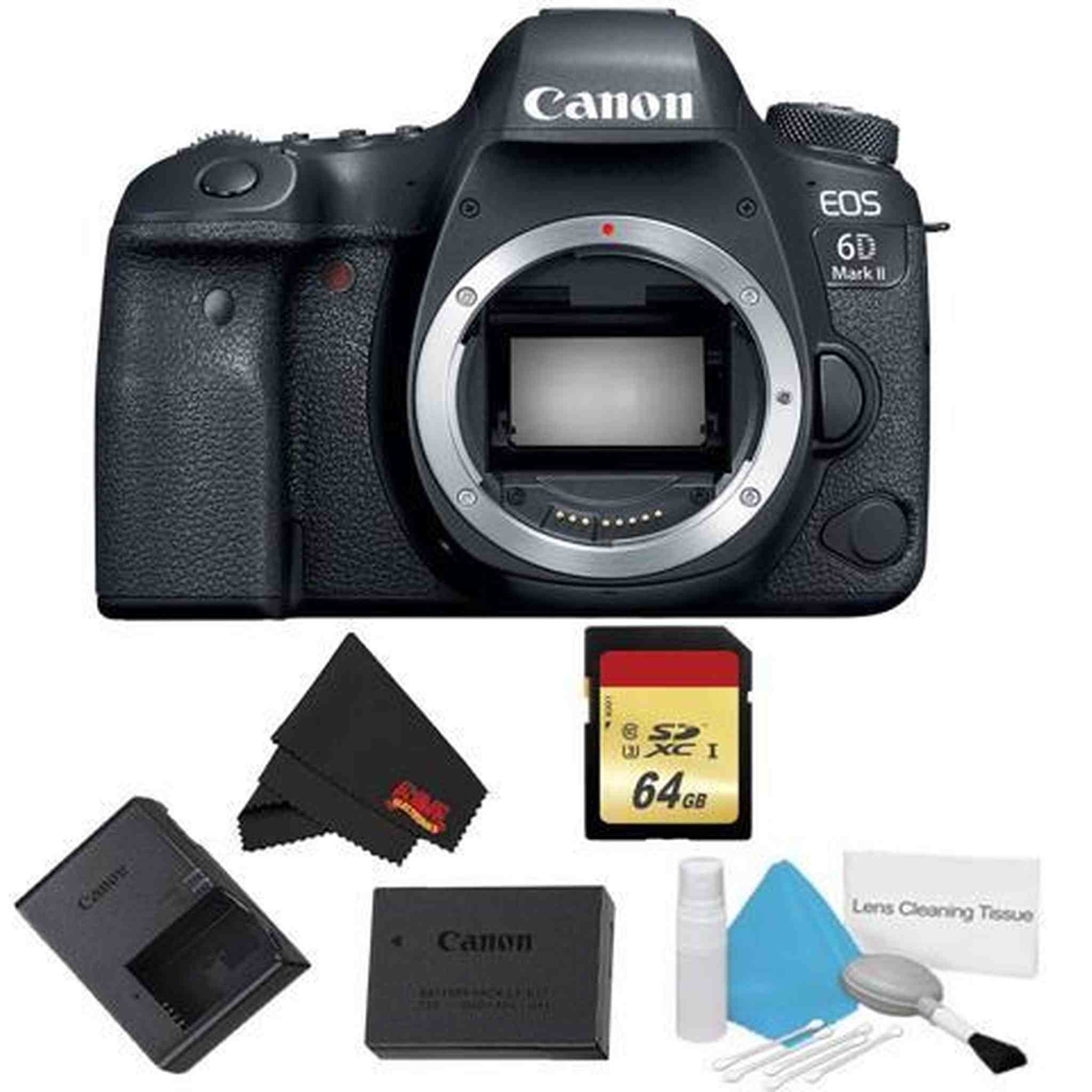 Canon EOS 6D Mark II DSLR Camera Body Only Basic Bundle - International Model Canon