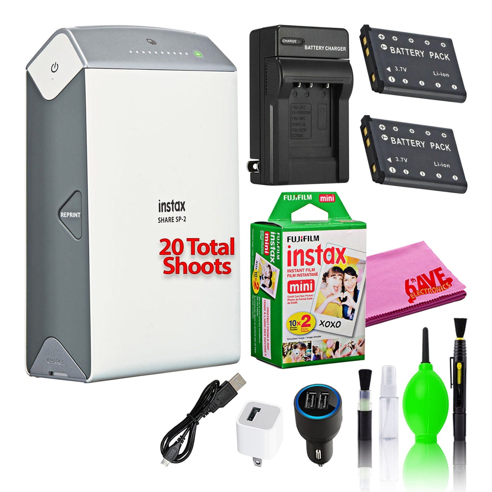 Fujifilm Instax Share SP-2 Smartphone Printer with 20 Films + Battery Fujifilm