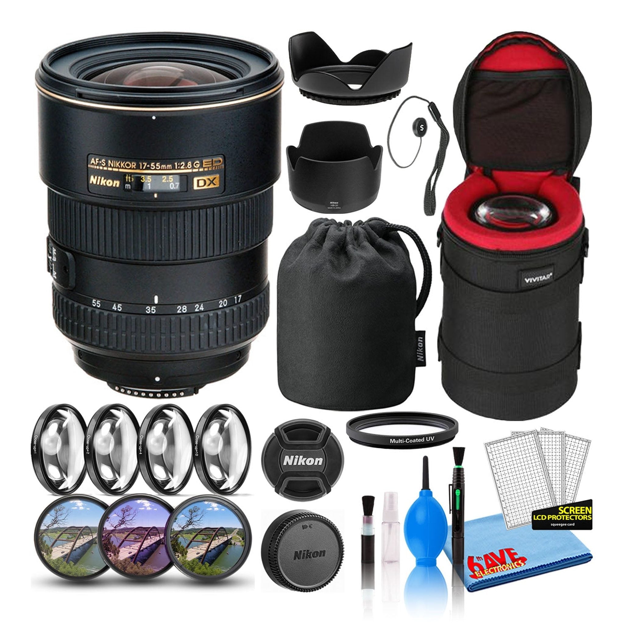 Nikon AF-S DX Zoom-17-55mm f/2.8G IF-ED Lens 2147 Intl Model Bundle Nikon