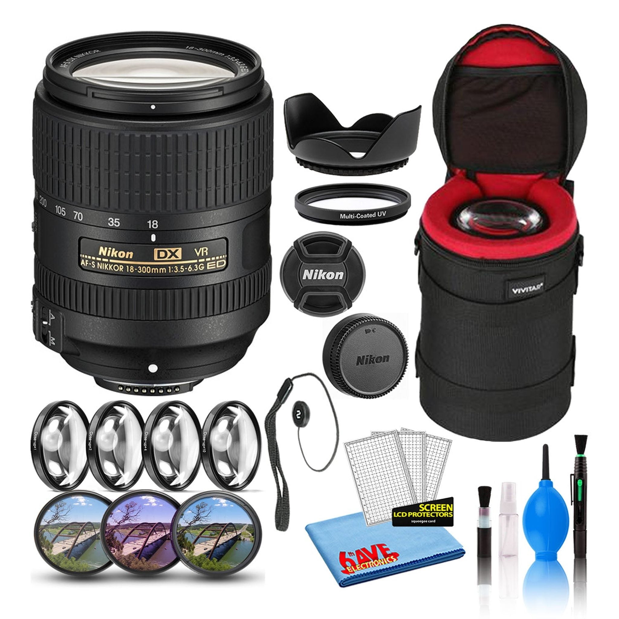 Nikon AF-S DX 18-300mm f/3.5-6.3G ED VR Lens 2216 Intl Model Bundle Nikon