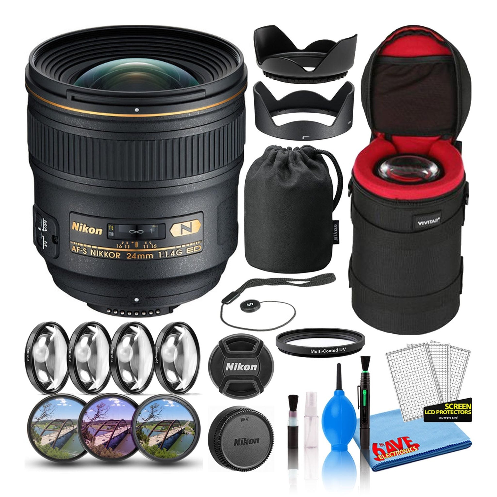 Nikon AF-S 24mm f/1.4G ED Prime Lens 2184 Intl Model Bundle Nikon