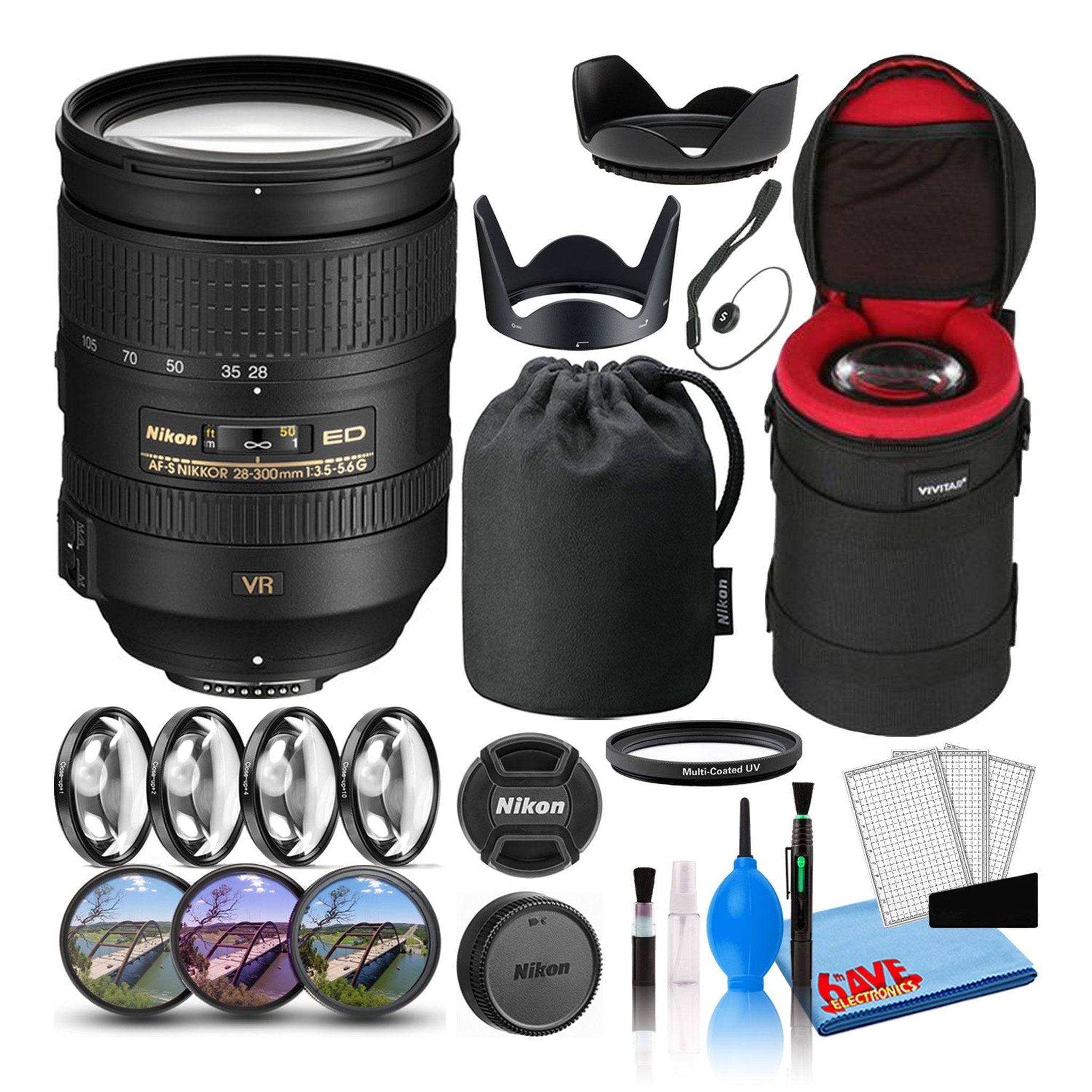 Nikon AF-S 28-300mm f/3.5-5.6G ED VR Lens 2191 Intl Model Bundle Nikon