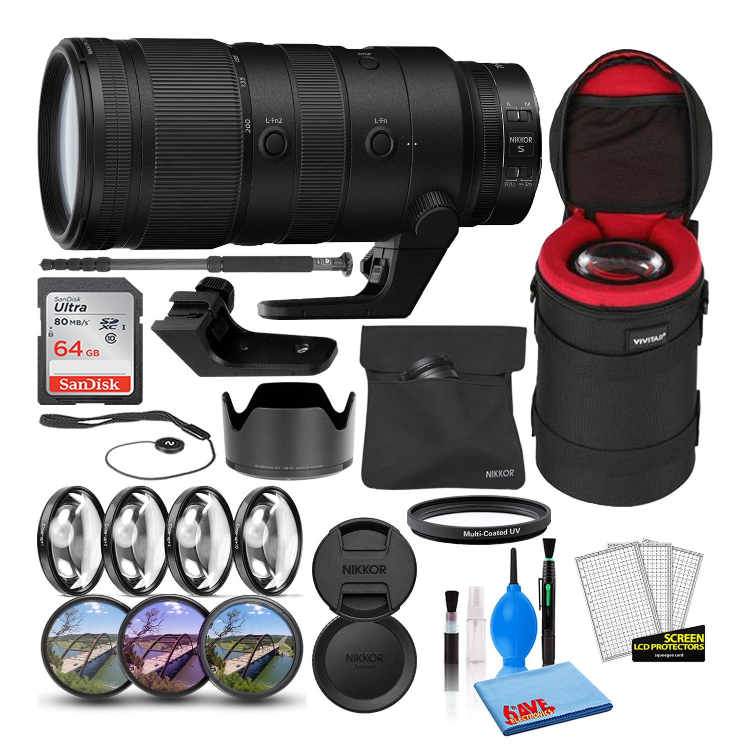 Nikon NIKKOR Z 70-200mm f/2.8 VR Lens 20091 Intl Model Bundle + 64GB SD Card Nikon