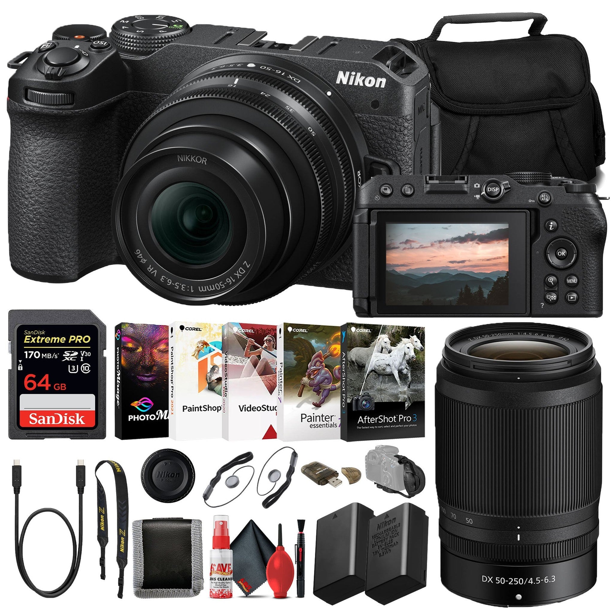 Nikon Z30 Mirrorless Camera with 16-50mm & 50-250mm Lens 1743, INTL Bundle Nikon