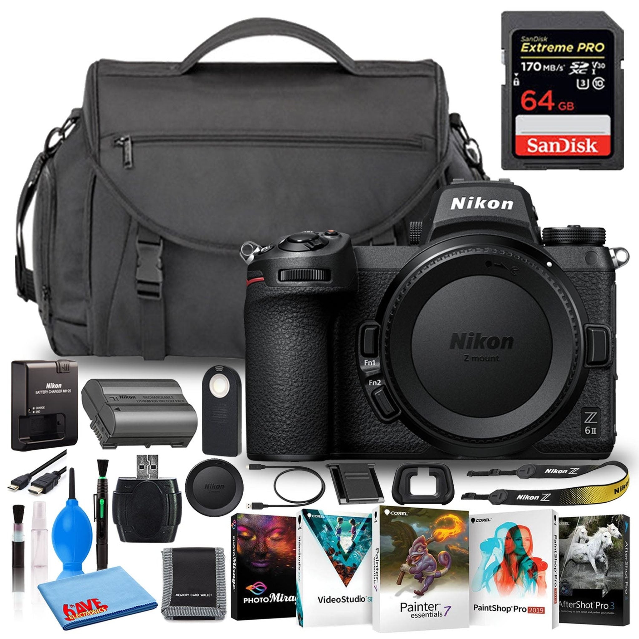 Nikon Z 6II Mirrorless Camera Body Only International 64GB SD Basic Bundle Nikon