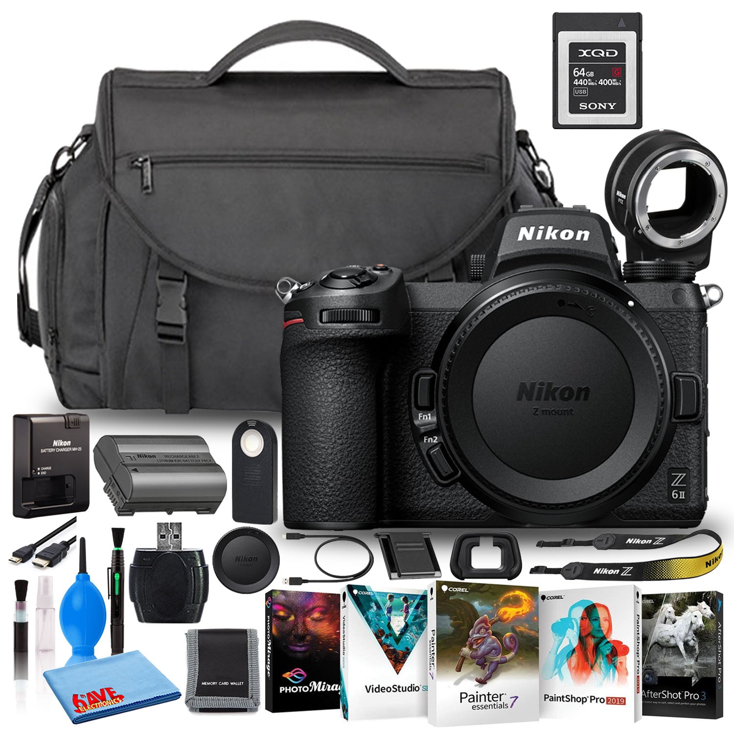 Nikon Z 6II Mirrorless Camera Body Only International 64GB XQD + FTZ Bundle Nikon