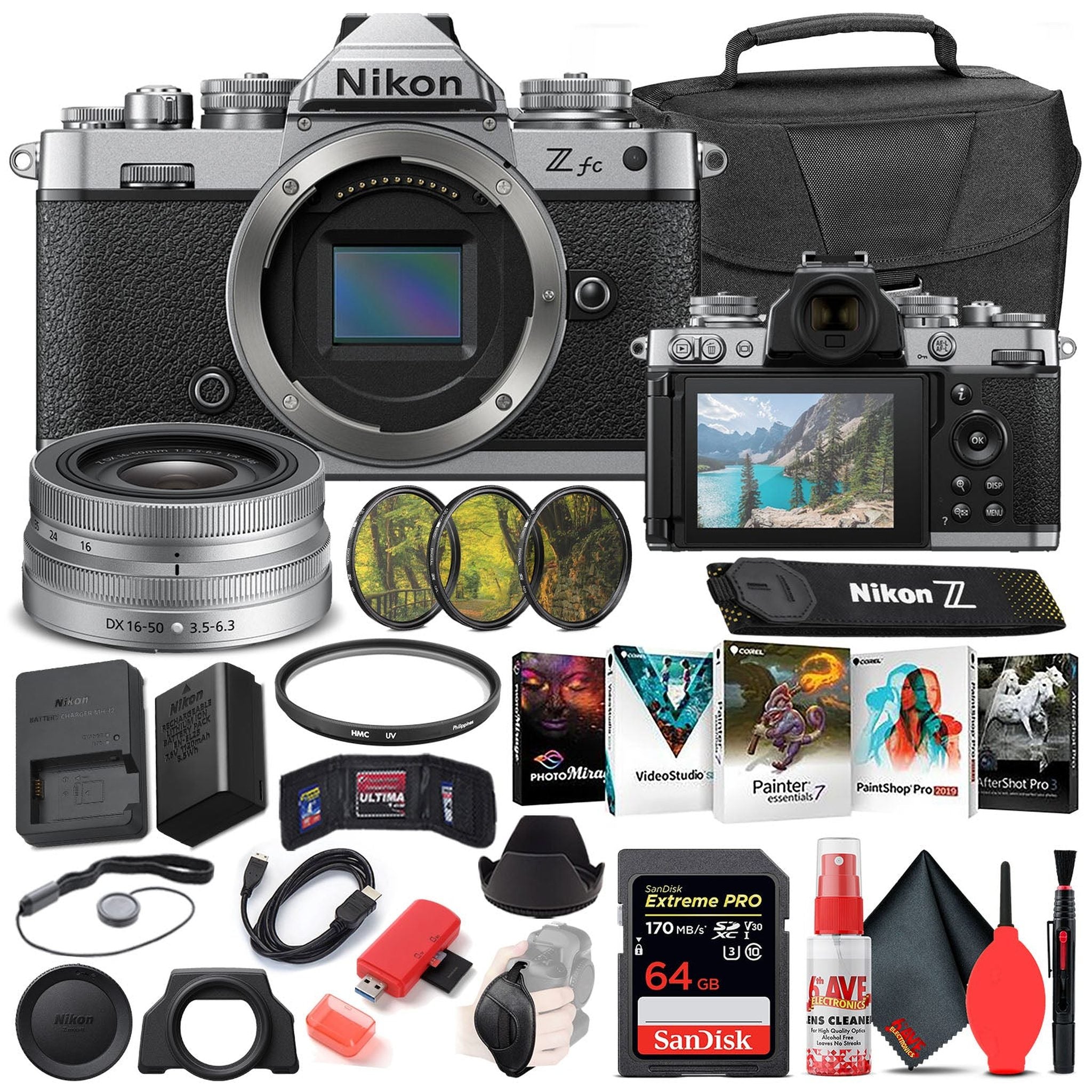 Nikon Z fc Digital Camera with 16-50mm Lens INTL Bundle with 64GB SD Card - Nikon