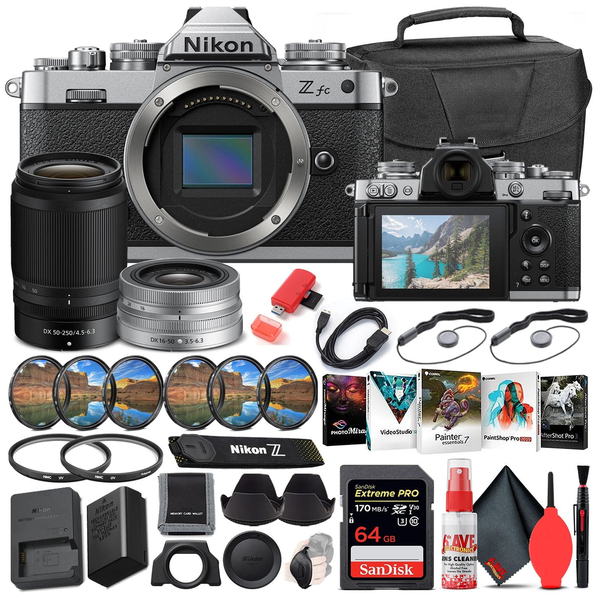 Nikon Z fc Digital Camera with Dual Lenses INTL Bundle with 64GB SD Card - Nikon