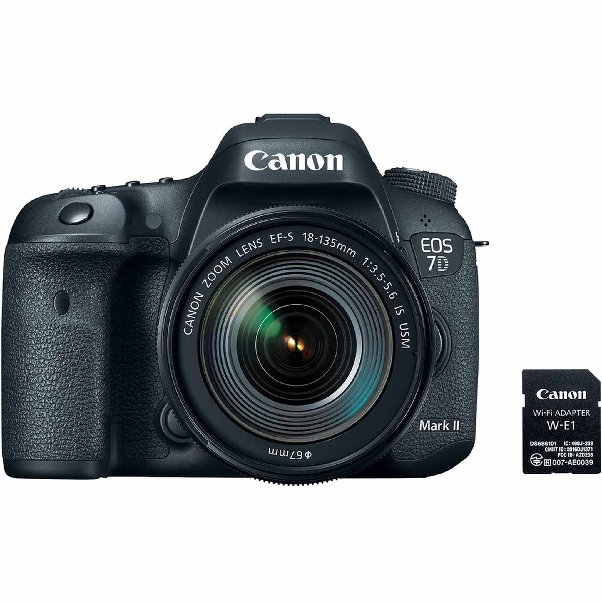 Canon EOS 7D Mark II DSLR Camera Intl Model with 18-135mm Lens & W-E1 Wi-Fi Adapter With Cleaning Kit Canon