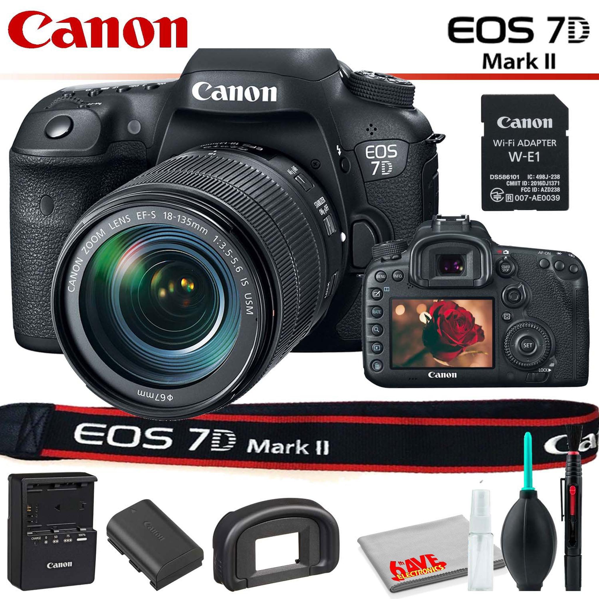 Canon EOS 7D Mark II DSLR Camera Intl Model with 18-135mm Lens & W-E1 Wi-Fi Adapter With Cleaning Kit Canon