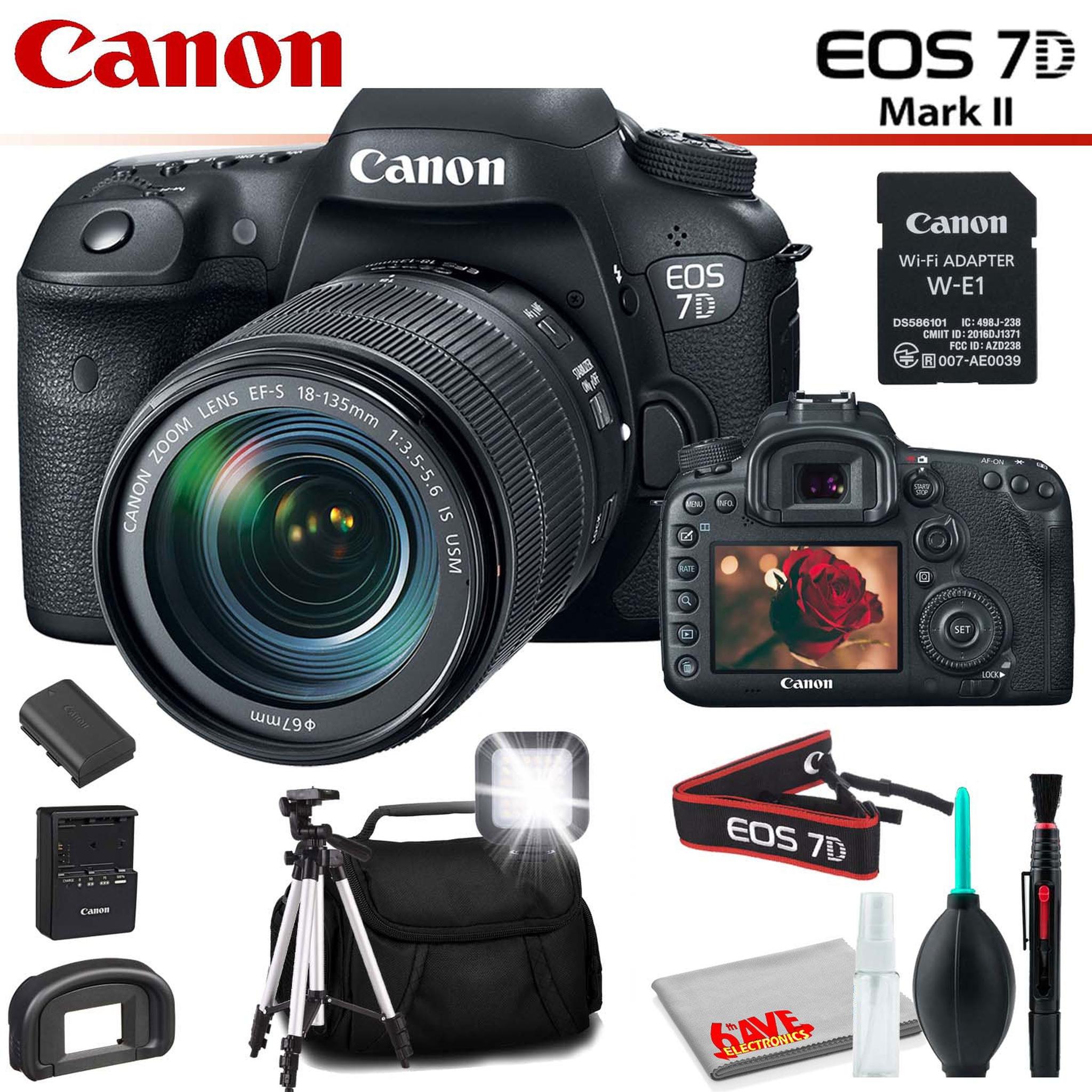 Canon EOS 7D Mark II DSLR Camera Intl Model with 18-135mm Lens & W-E1 Wi-Fi Adapter With Backpack Canon