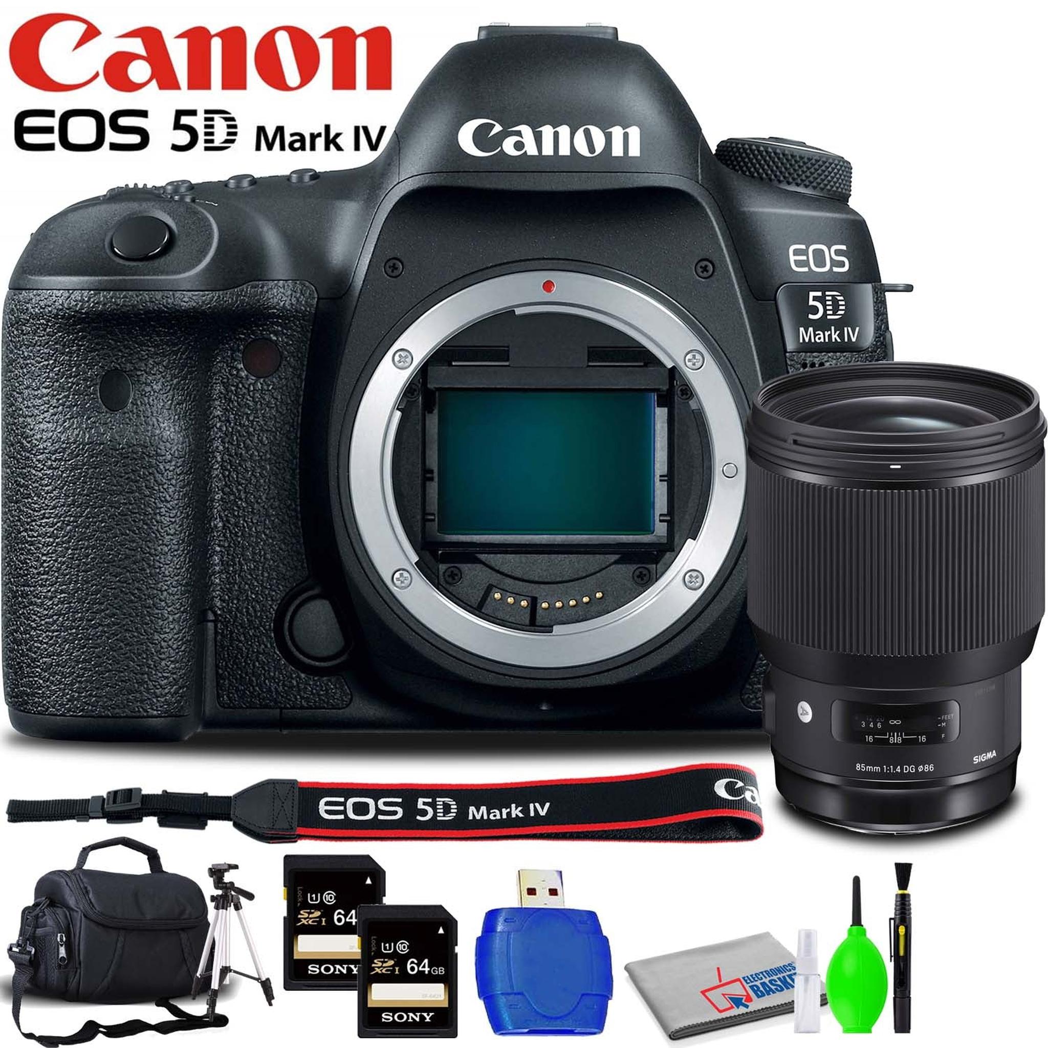 Canon EOS 5D Mark IV DSLR Camera Body Only Accessory Bundle with Sigma 85mm f/1.4 Lens, Tripod, LCD Screen Protector Canon