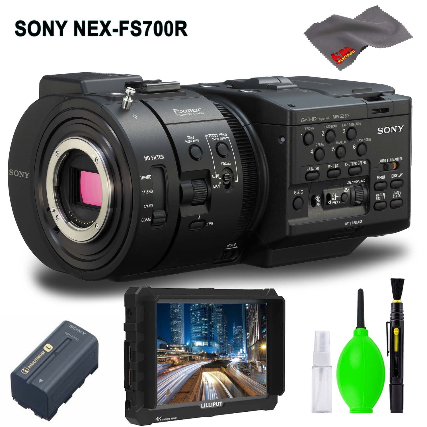 Sony NEX-FS700R Super 35 Camcorder Body Only Accessory Bundle with 7