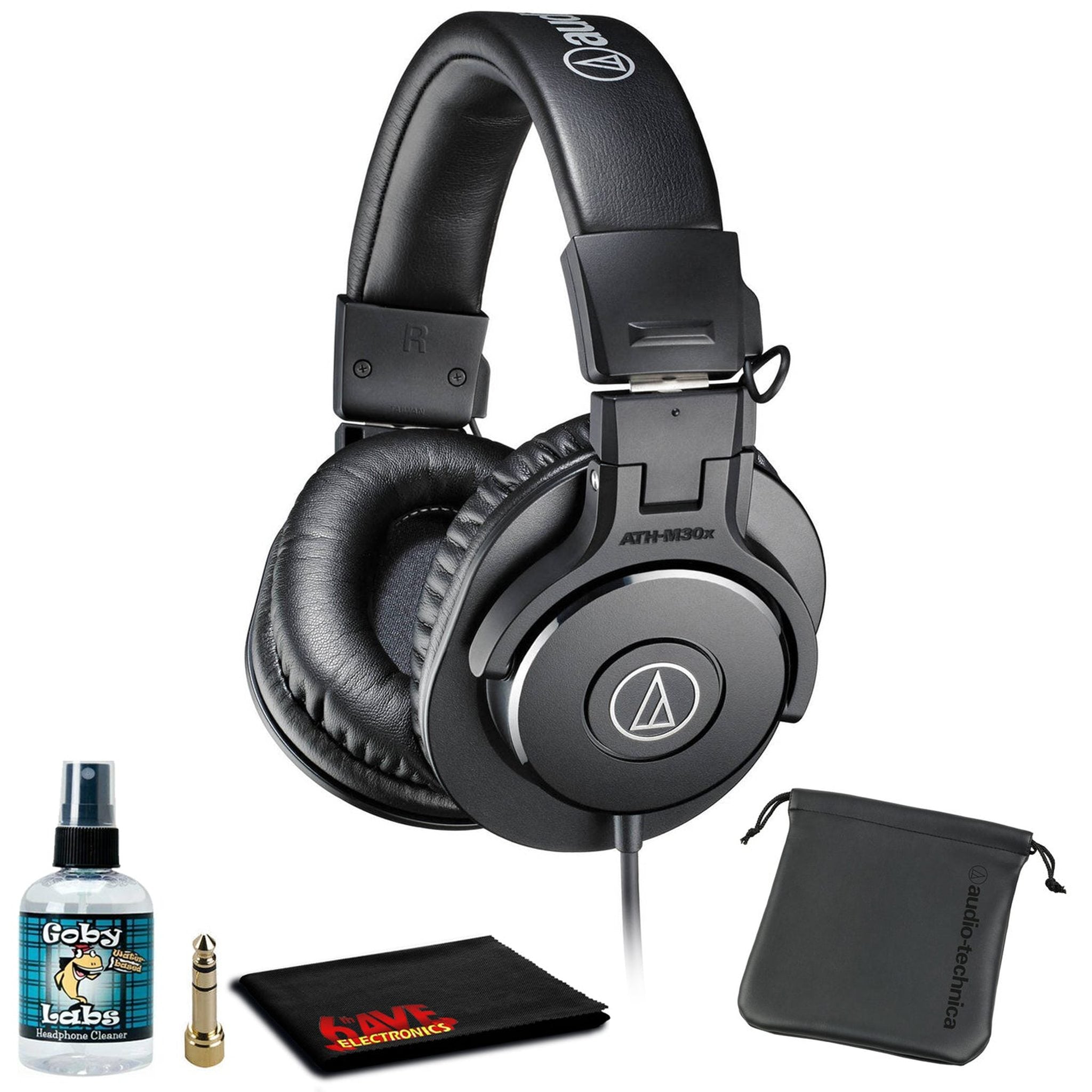 Audio-Technica ATH-M30x Closed Back Headphones with Pouch and Cleaning Kit Audio-Technica