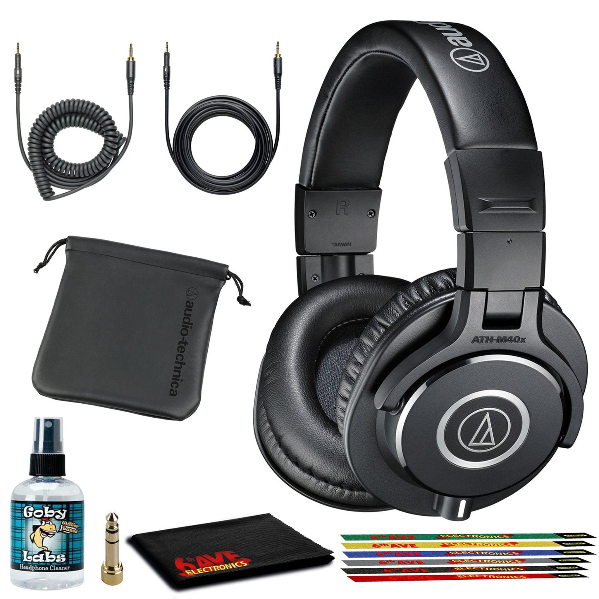 Audio-Technica ATH-M40x Closed Back Headphones with Cables and Cleaning Kit Audio-Technica