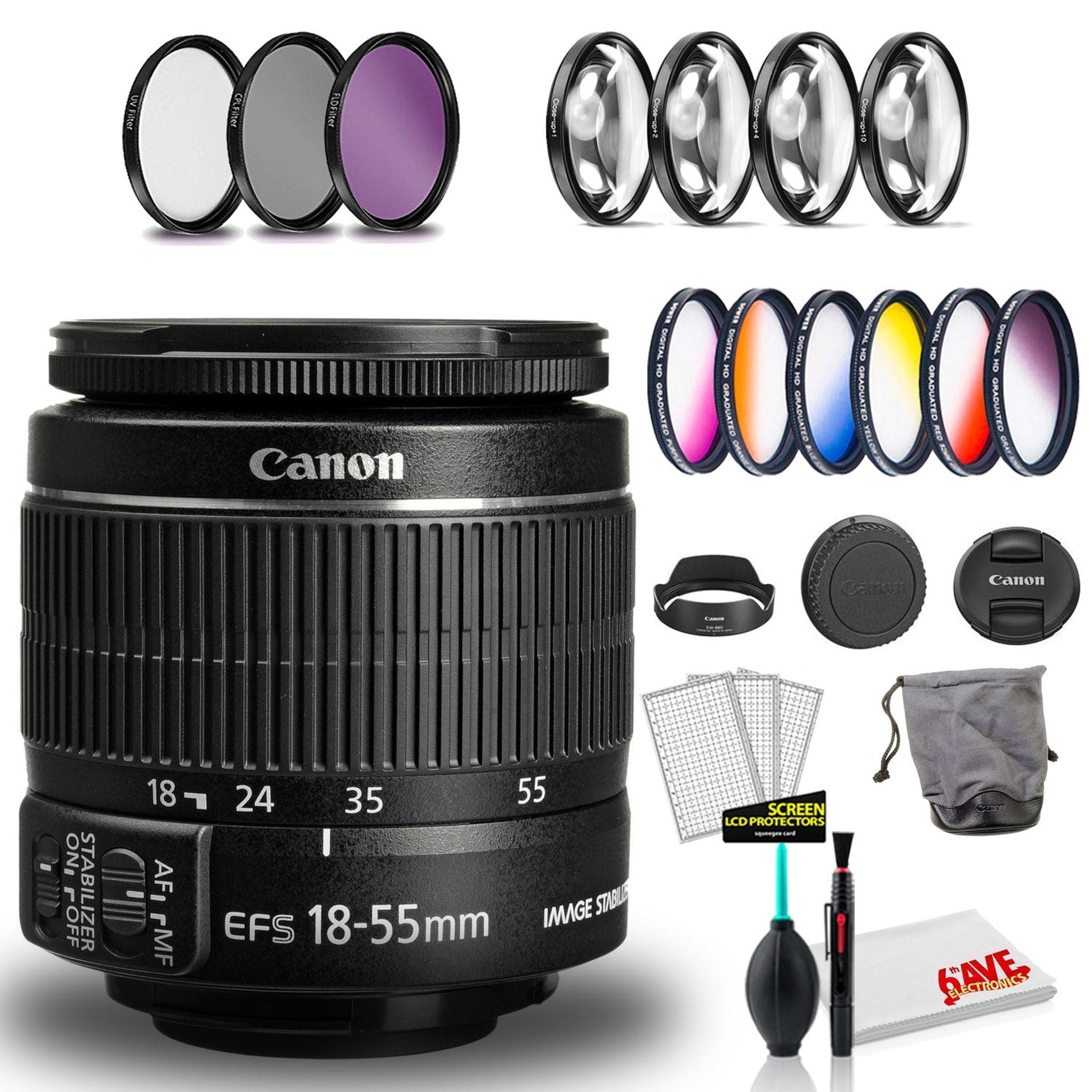 Canon EF-S 18-55mm f/3.5-5.6 IS II Lens International Model with Filter Kits Canon