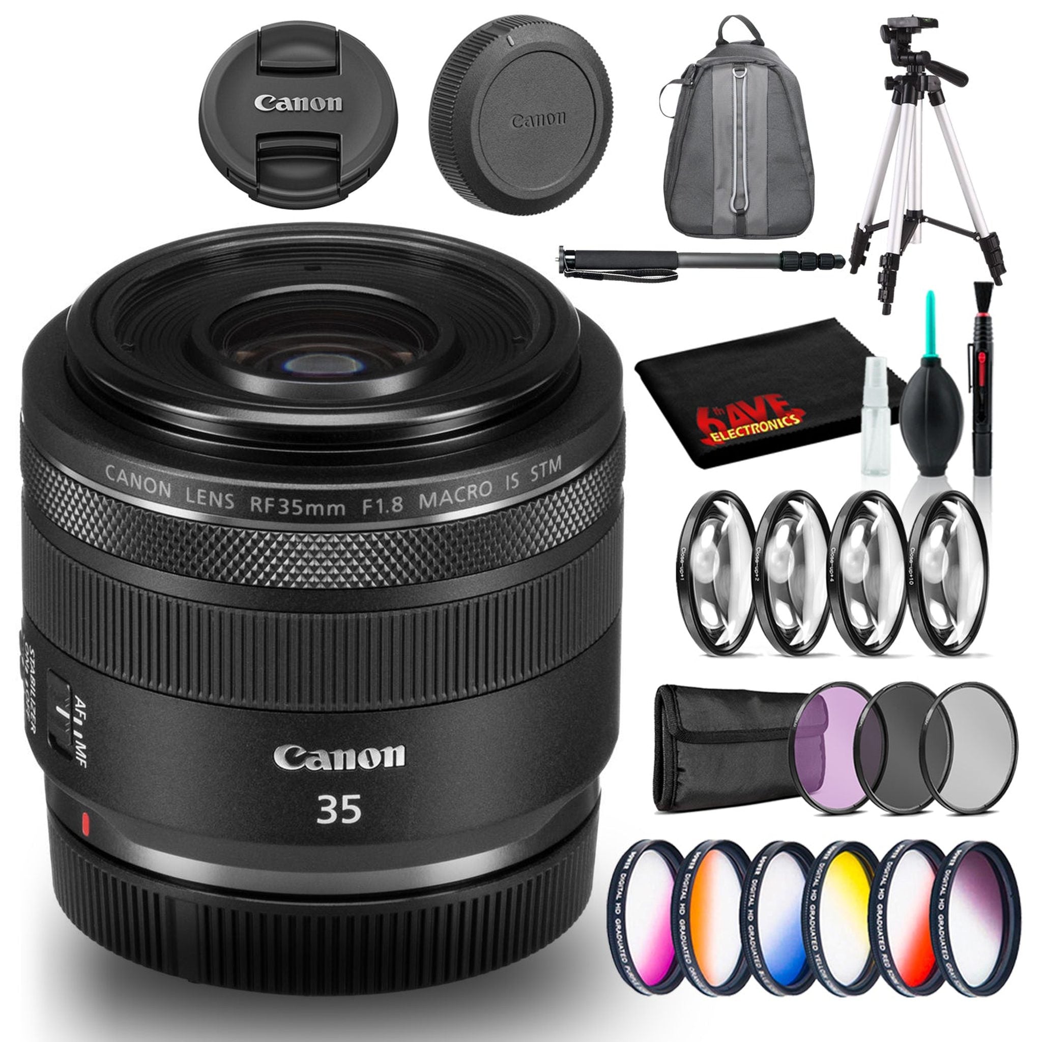 Canon RF 35mm f/1.8 IS Macro STM Lens Intl Model With Filters and Backpack Canon