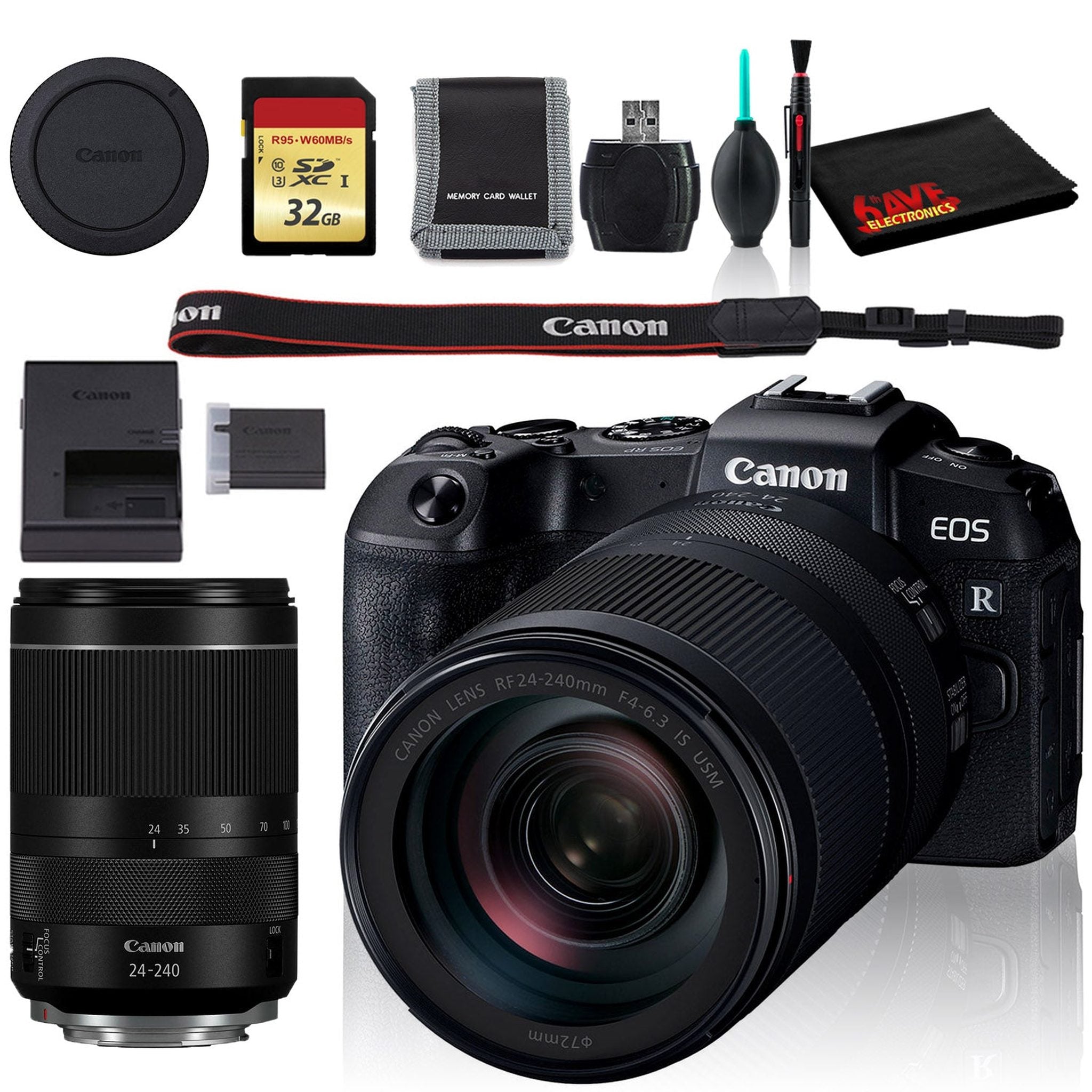 Canon EOS RP Mirrorless Digital Camera with 24-240mm Lens, Cleaning Kit, 32GB Memory Kit, and 1-Year Extra Warranty Canon