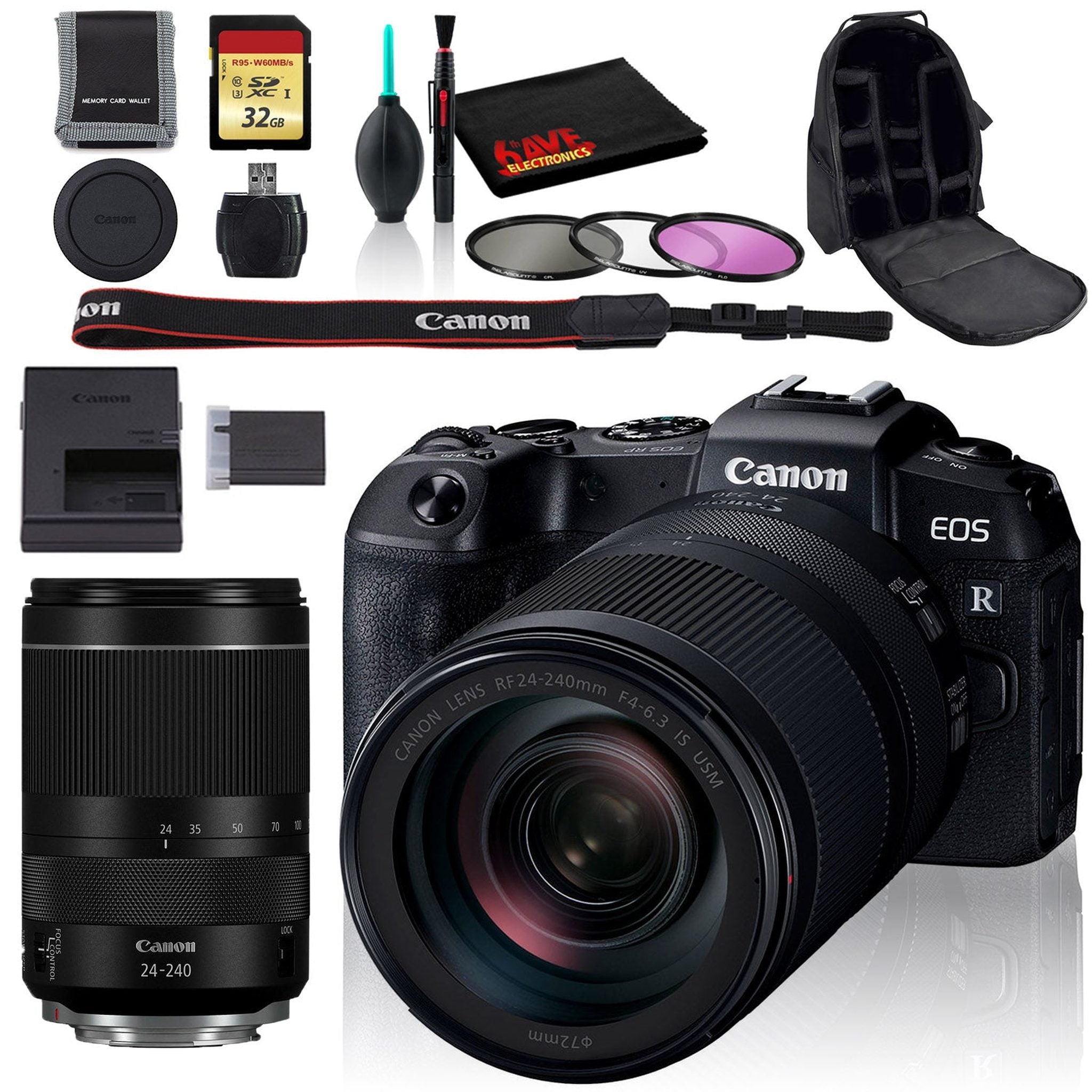 Canon EOS RP Mirrorless Digital Camera with 24-240mm Lens, Cleaning Kit, Memory Kit, Filter Kit, Carry Case, and MORE Canon