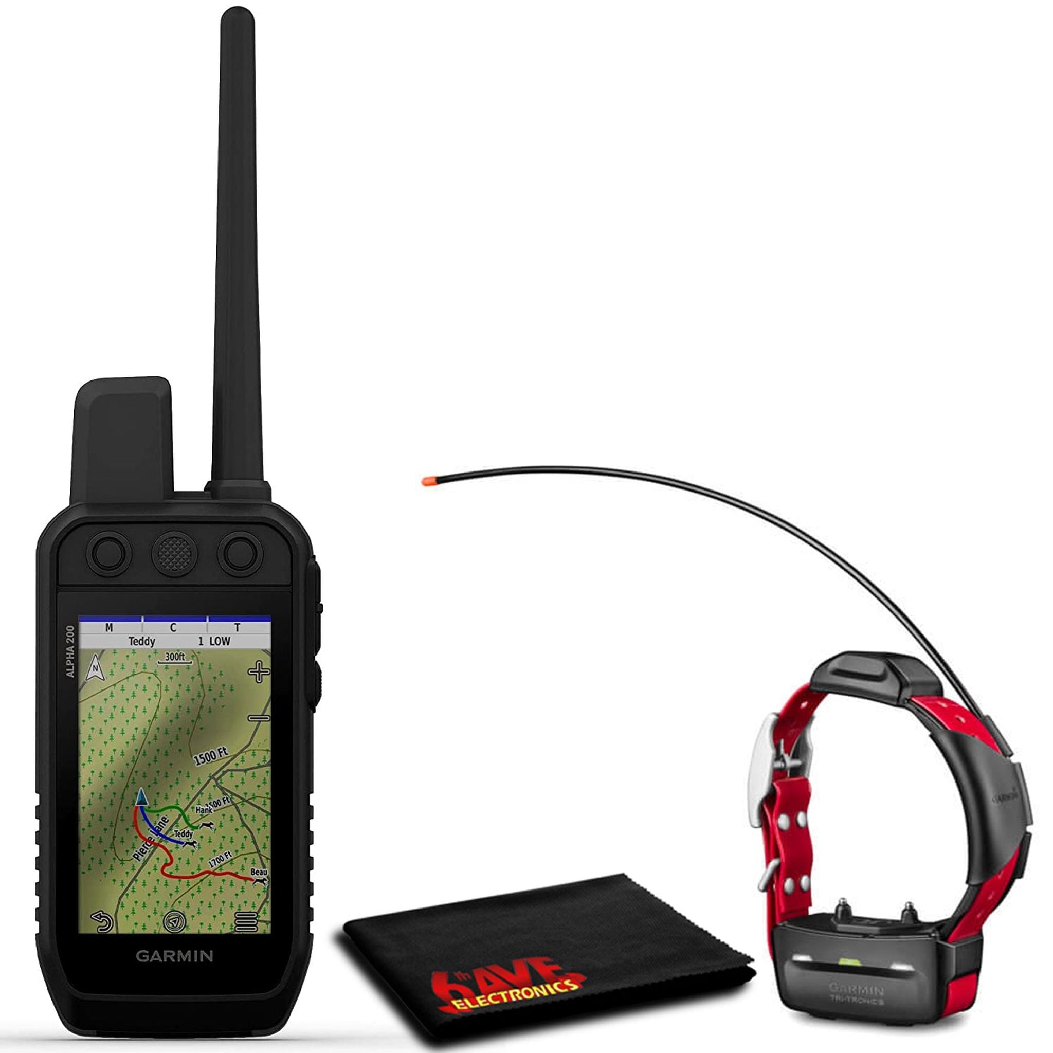 Garmin 010-02616-50 Alpha 200 Handheld Bundle with Garmin TT15X GPS Collar and 6Ave Cleaning Cloth Garmin