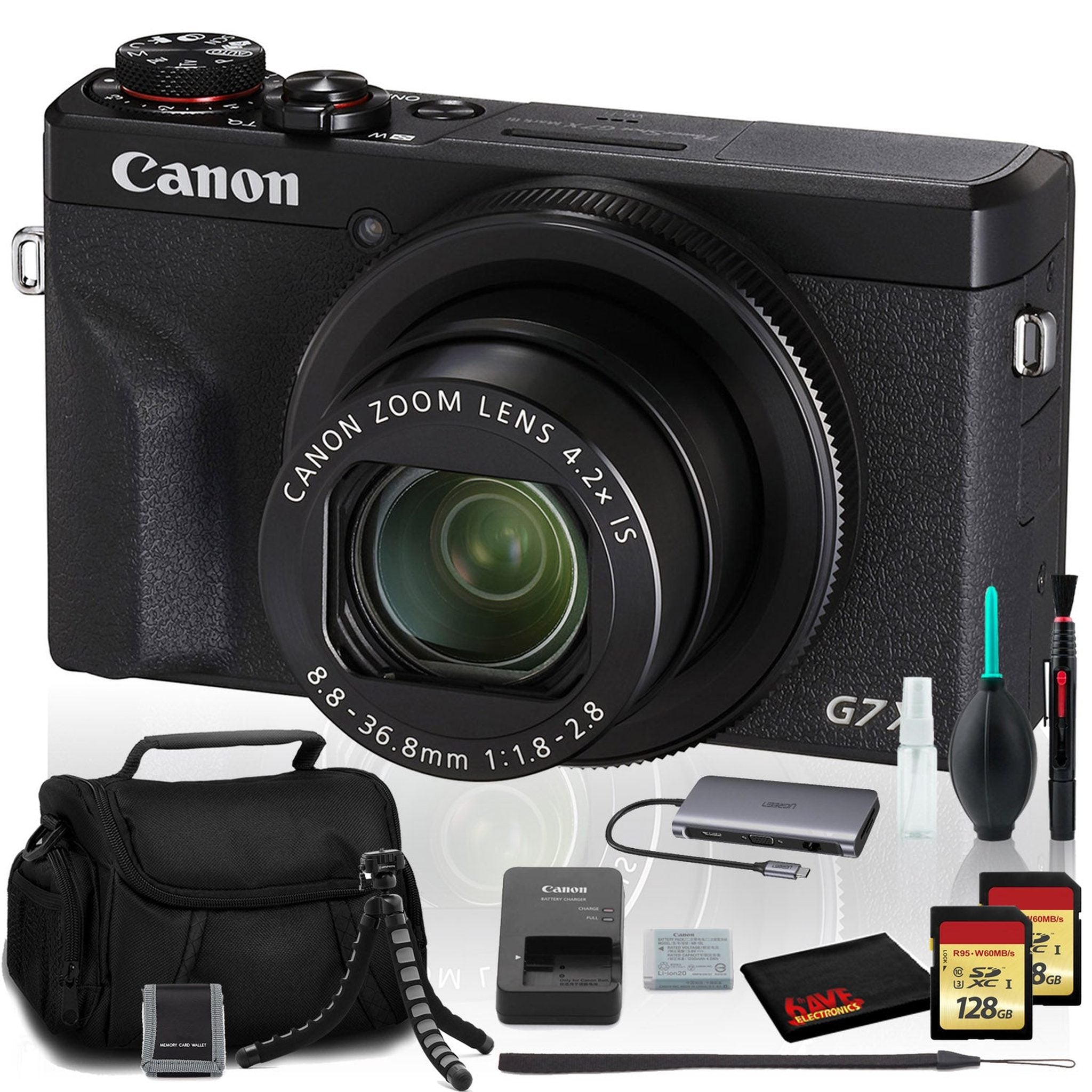 Canon PowerShot G7 X Mark III Digital Camera Intl Model with Two 128GB SD Bundle Canon