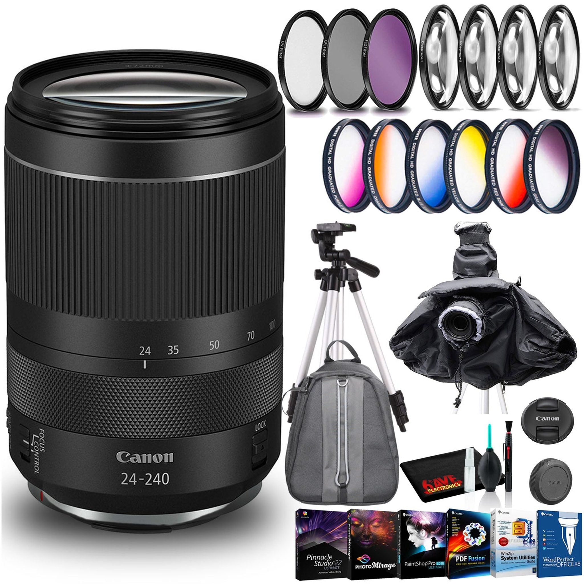 Canon RF 24-240mm f/4-6.3 IS USM Lens International Model Exclusive Pro Kit Canon