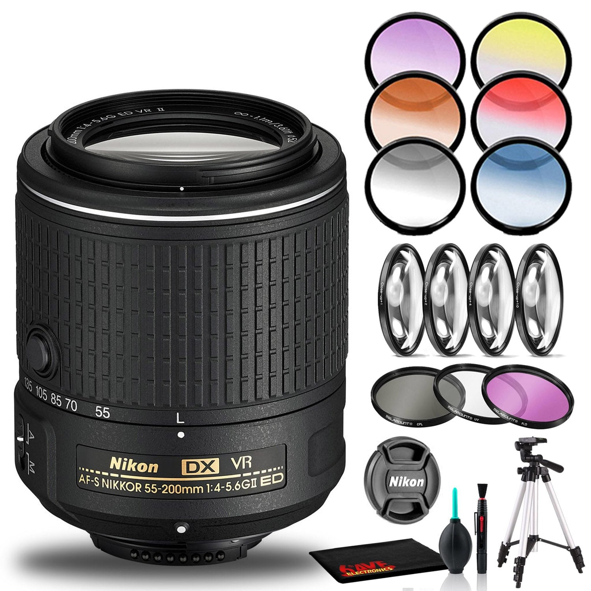 Nikon AF-S DX NIKKOR 55-200mm f/4-5.6G ED VR II Lens with Filters Intl Model Bundle Nikon