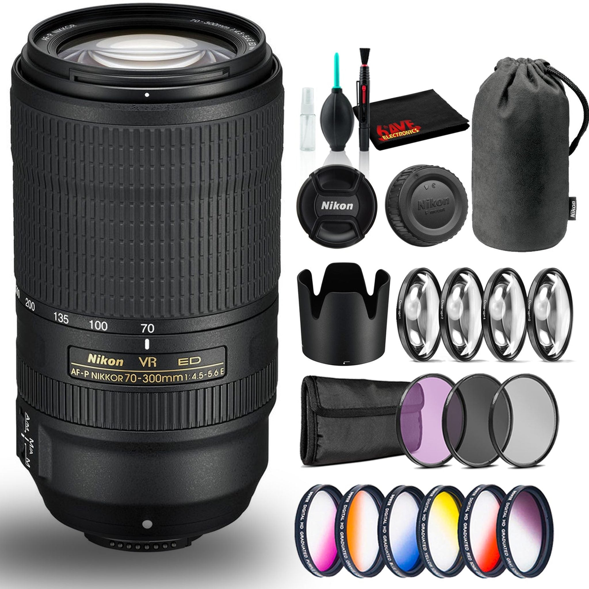 Nikon AF-P NIKKOR 70-300mm ED VR Lens Intl Model With Filter and Cleaning Kit Bundle Nikon