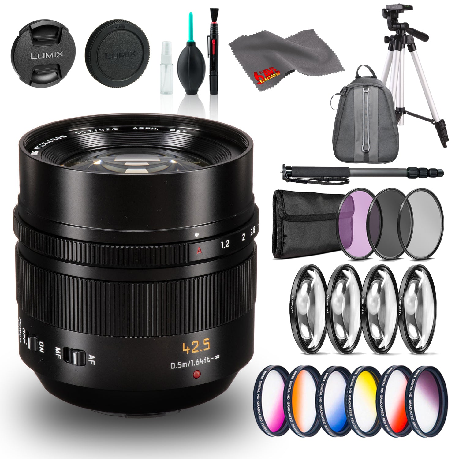 Panasonic Leica DG Nocticron 42.5mm f/1.2 ASPH. POWER O.I.S. Lens - Deluxe Kit Panasonic