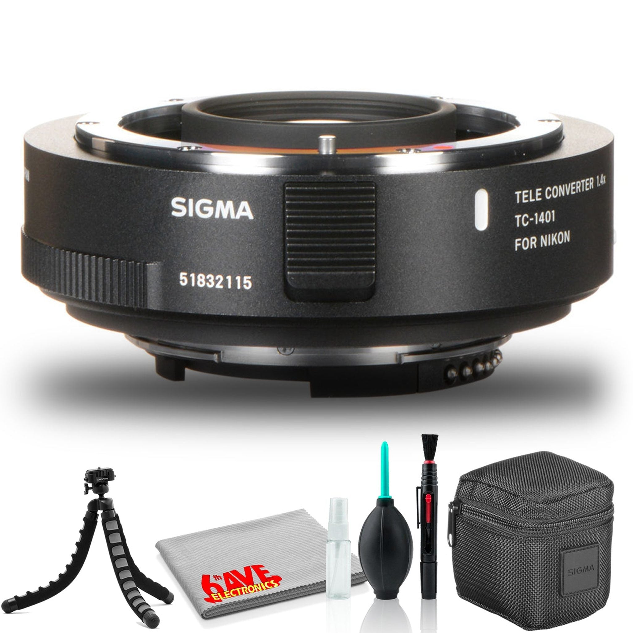 Sigma TC-1401 1.4x Teleconverter for Nikon F With Cleaning Kit and Mini Tripod Bundle Sigma