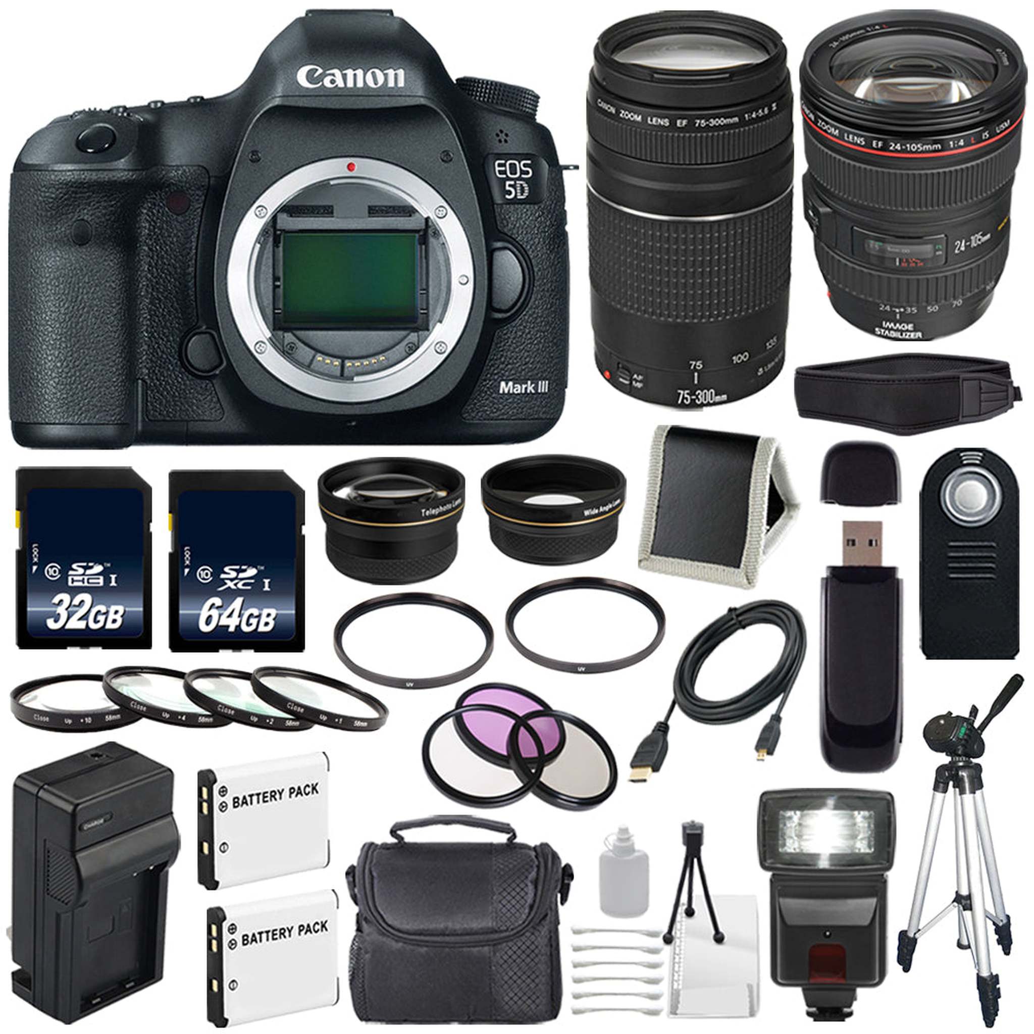 Canon EOD 5D III Digital Camera + 24-105mm Lens + Canon EF 75-300 III Bundle Canon