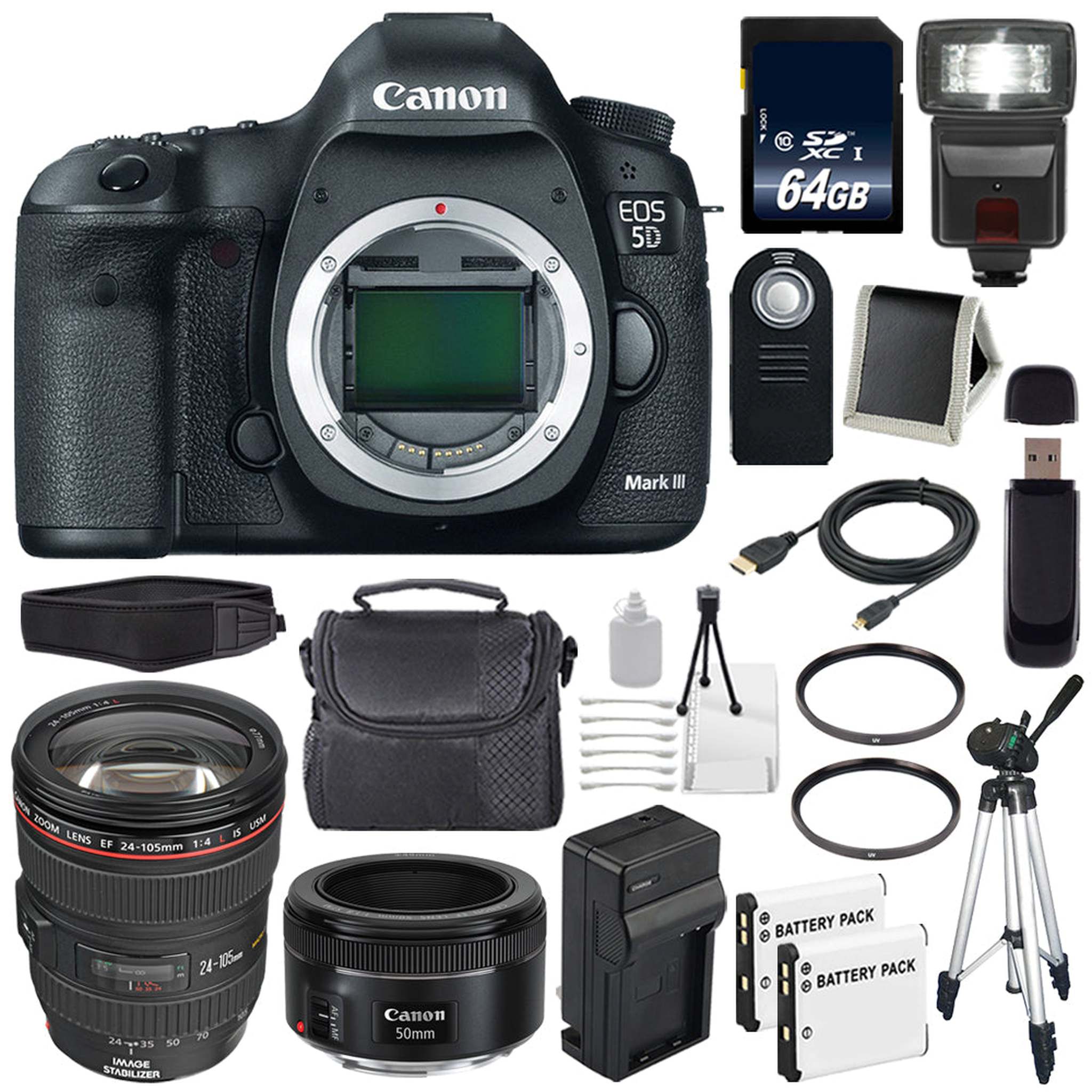 Canon EOD 5D III Digital Camera International Model + Canon EF 24-105mm f/4L IS USM Lens + Charger Bundle Canon