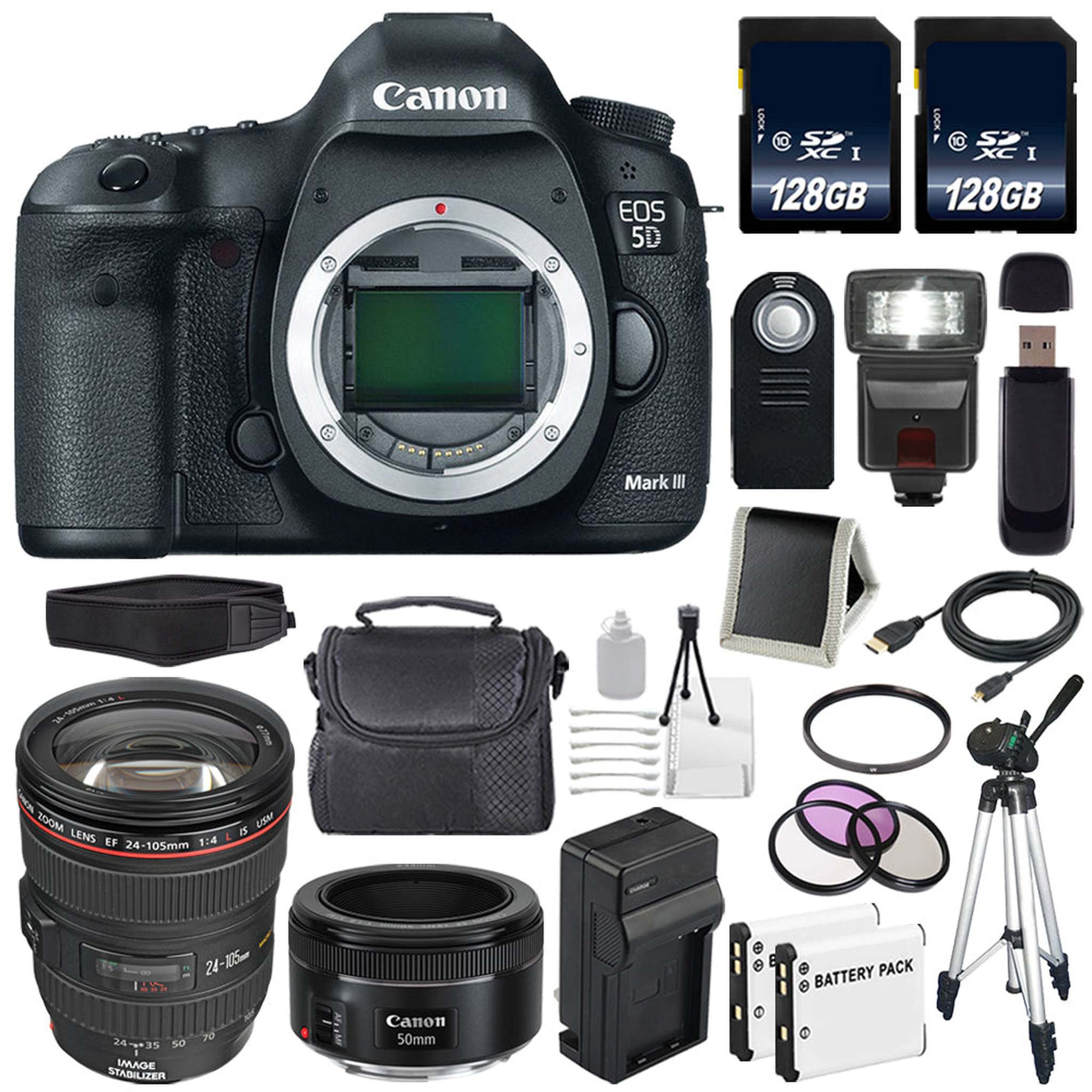 Canon EOD 5D III Digital Camera International Model + Charger + 128GB SDXC Card Bundle Canon