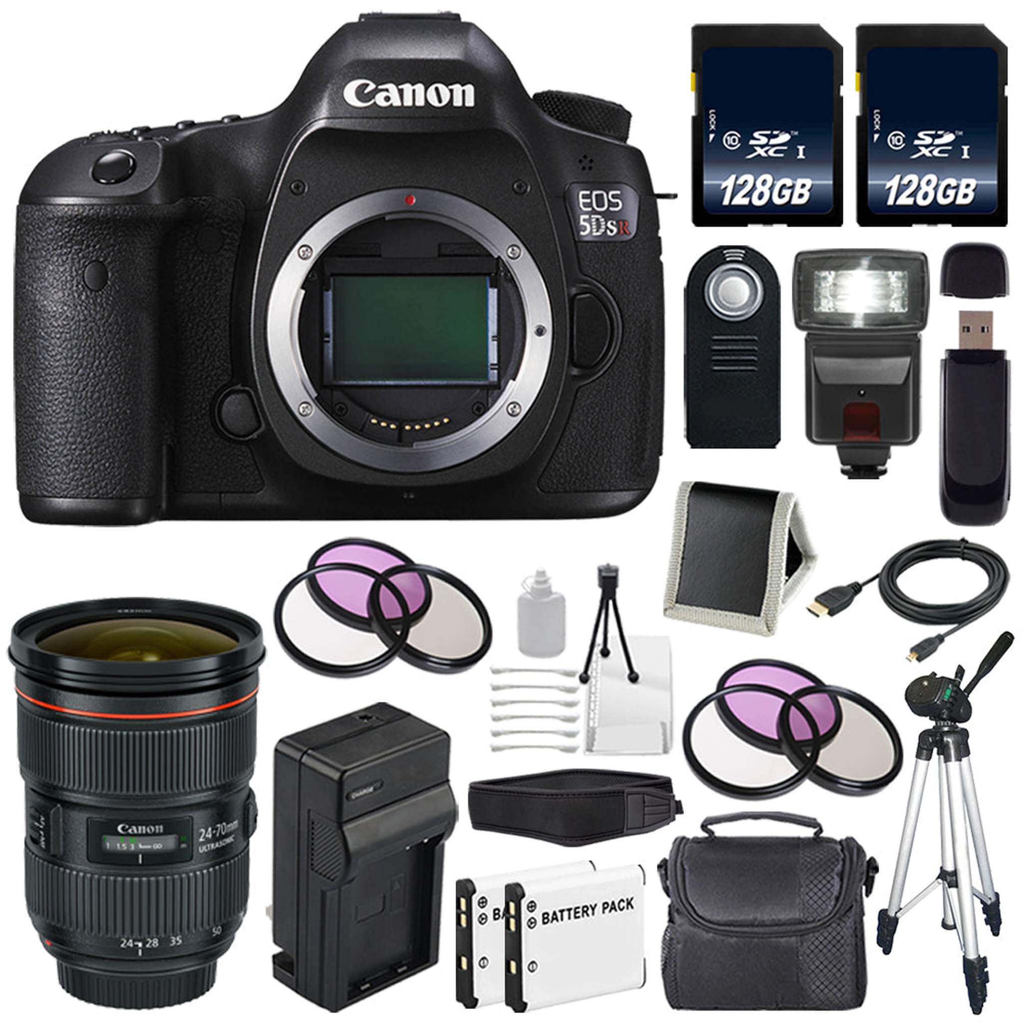 Canon EOS 5DS R DSLR Camera International Model 0582C002 + Canon EF 24-70mm f/2.8L II USM Lens + LP-E6 Battery + 128GB Card Starter Bundle Canon