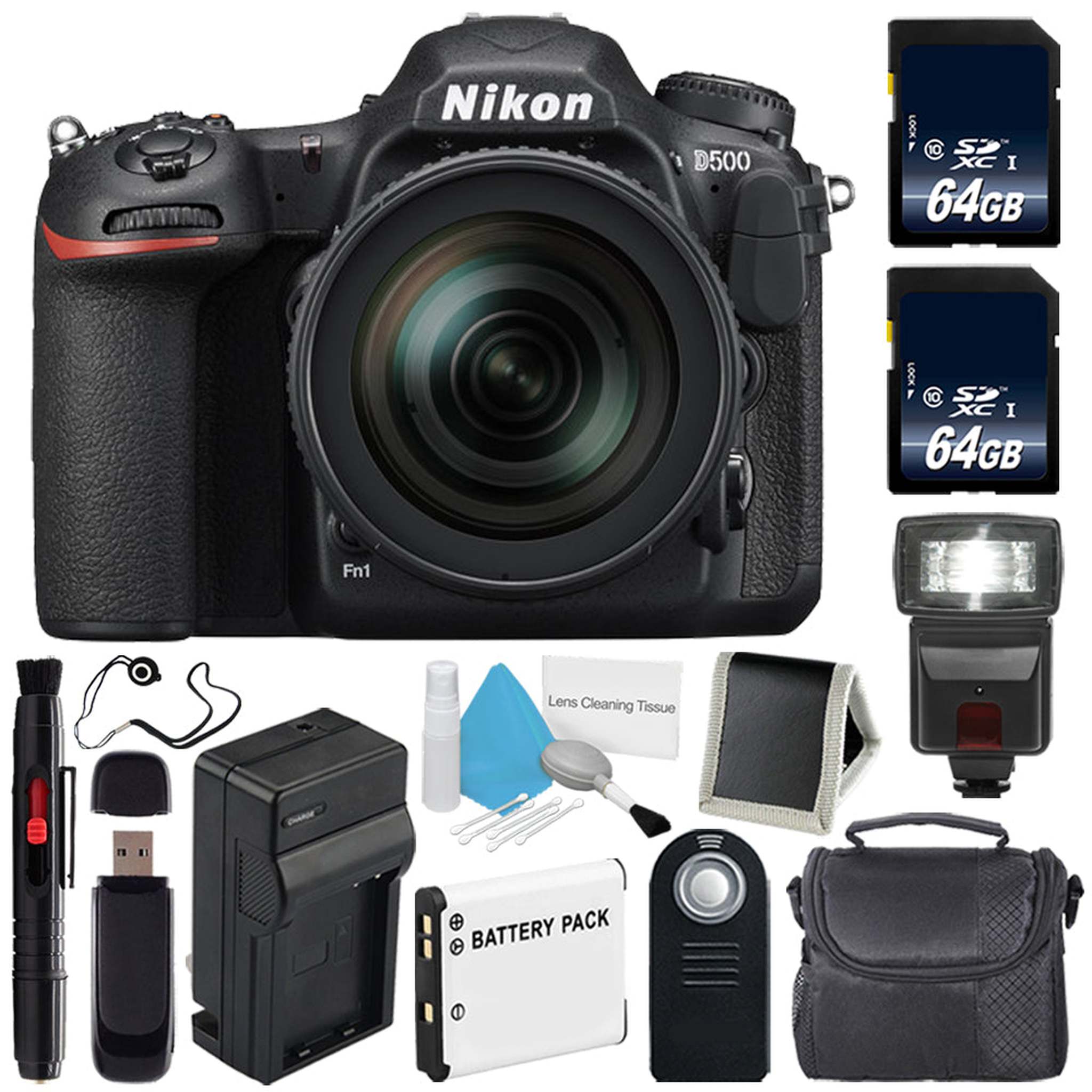 Nikon D500 DSLR Camera with 16-80mm Lens International Model + Carrying Case + Universal Wireless Remote Shutter Release Ultimate Bundle Nikon