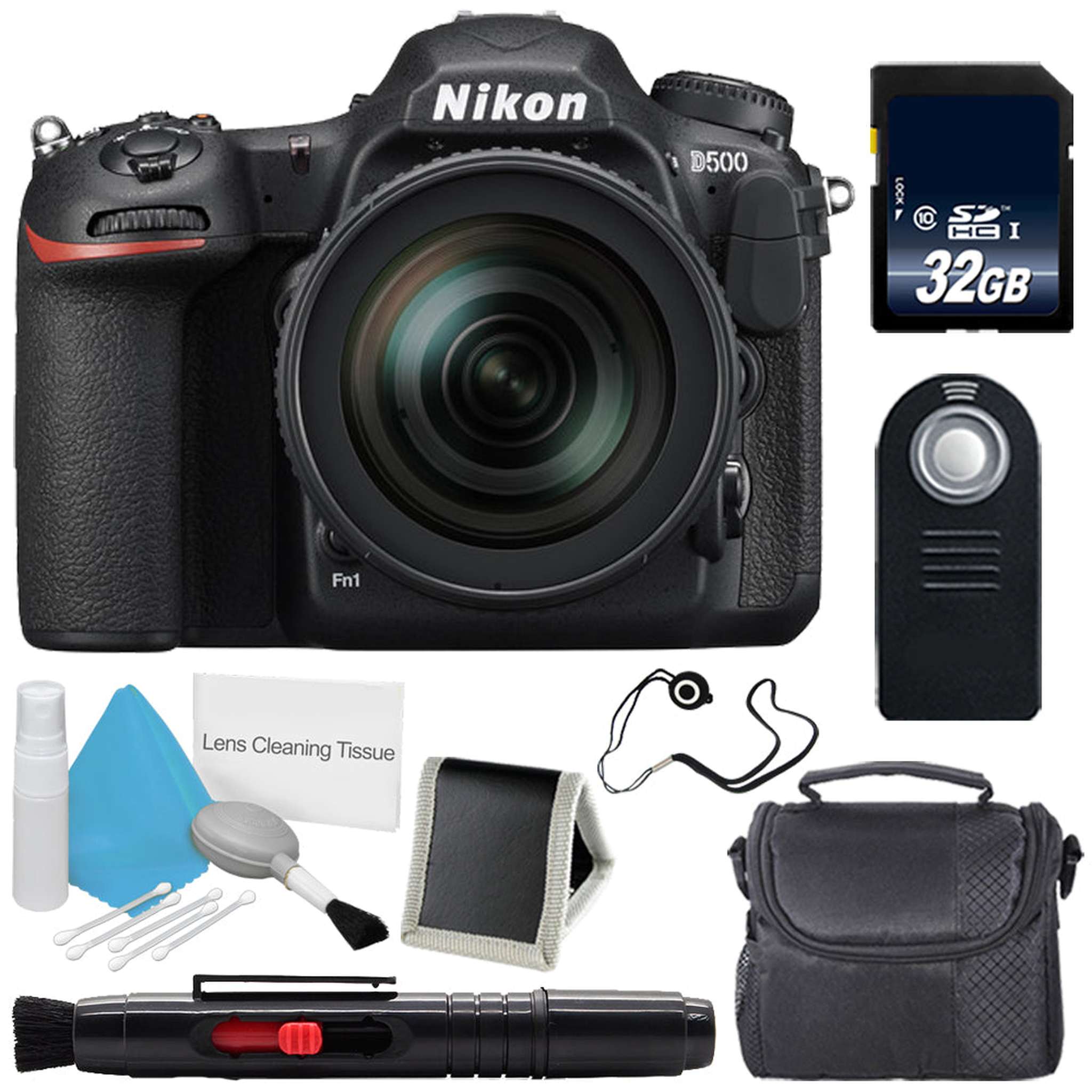 Nikon D500 DSLR Camera with 16-80mm Lens International Model + Carrying Case + Universal Wireless Remote Shutter Release Extreme Bundle Nikon