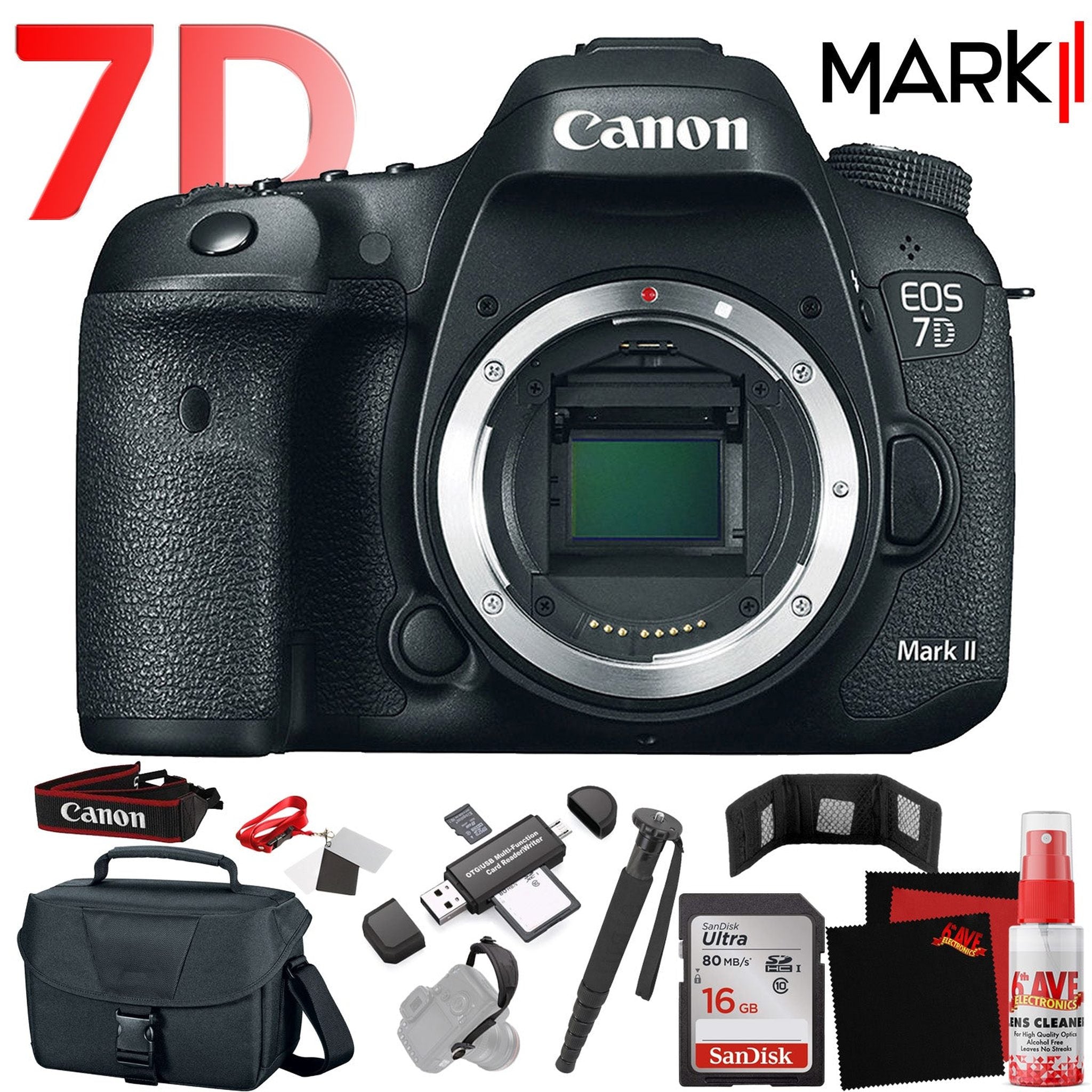 Canon EOS 7D Mark II DSLR Camera Body w International Model with Extra Accessory Bundle Canon