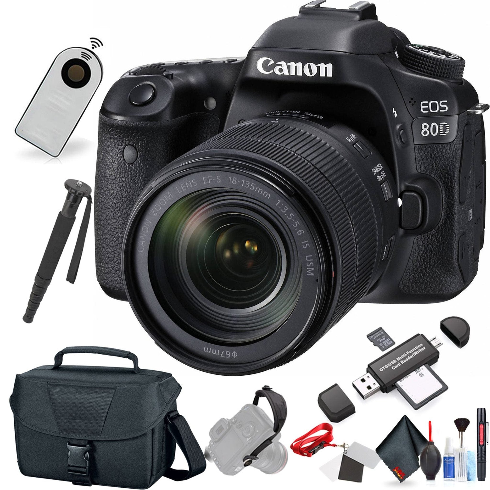 Canon EOS 80D DSLR Camera with 18-135mm Lens International Model with Extra Accessory Bundle Canon