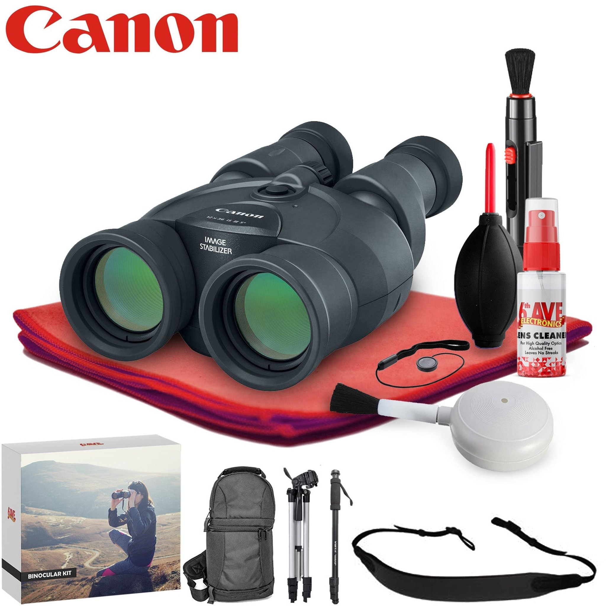 Canon 12x36 IS III Image Stabilized Binocular - Exclusive Outdoors Binoculars Bundle Canon