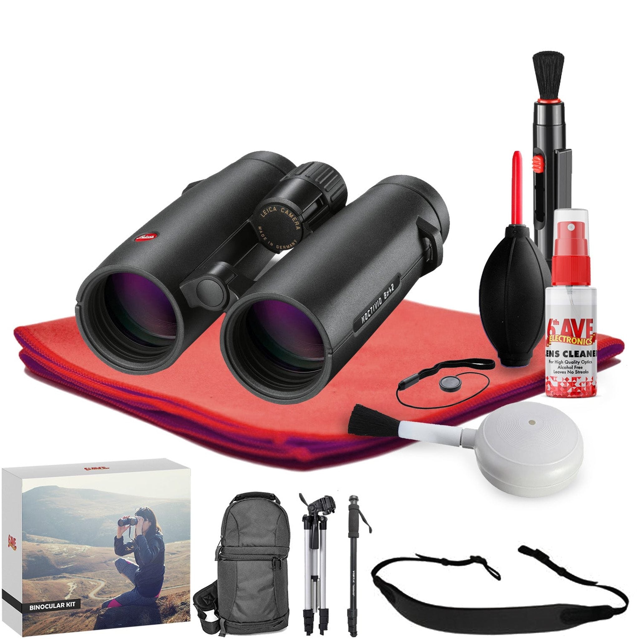 Leica 8x42 Noctivid Binocular Black - Exclusive Outdoors Binoculars Bundle Leica