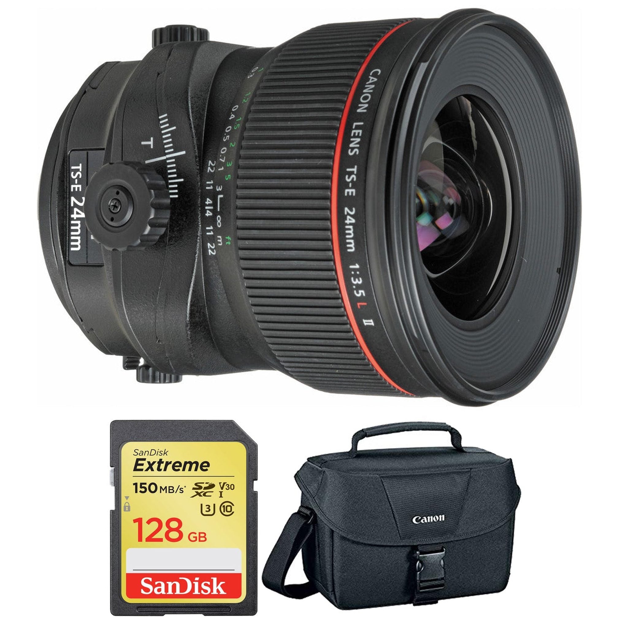 Canon TS-E 24mm f/3.5L II Tilt-Shift Lens with BONUS 128GB Memory Card and Canon Carrying Case Combo Special Intl Model Canon