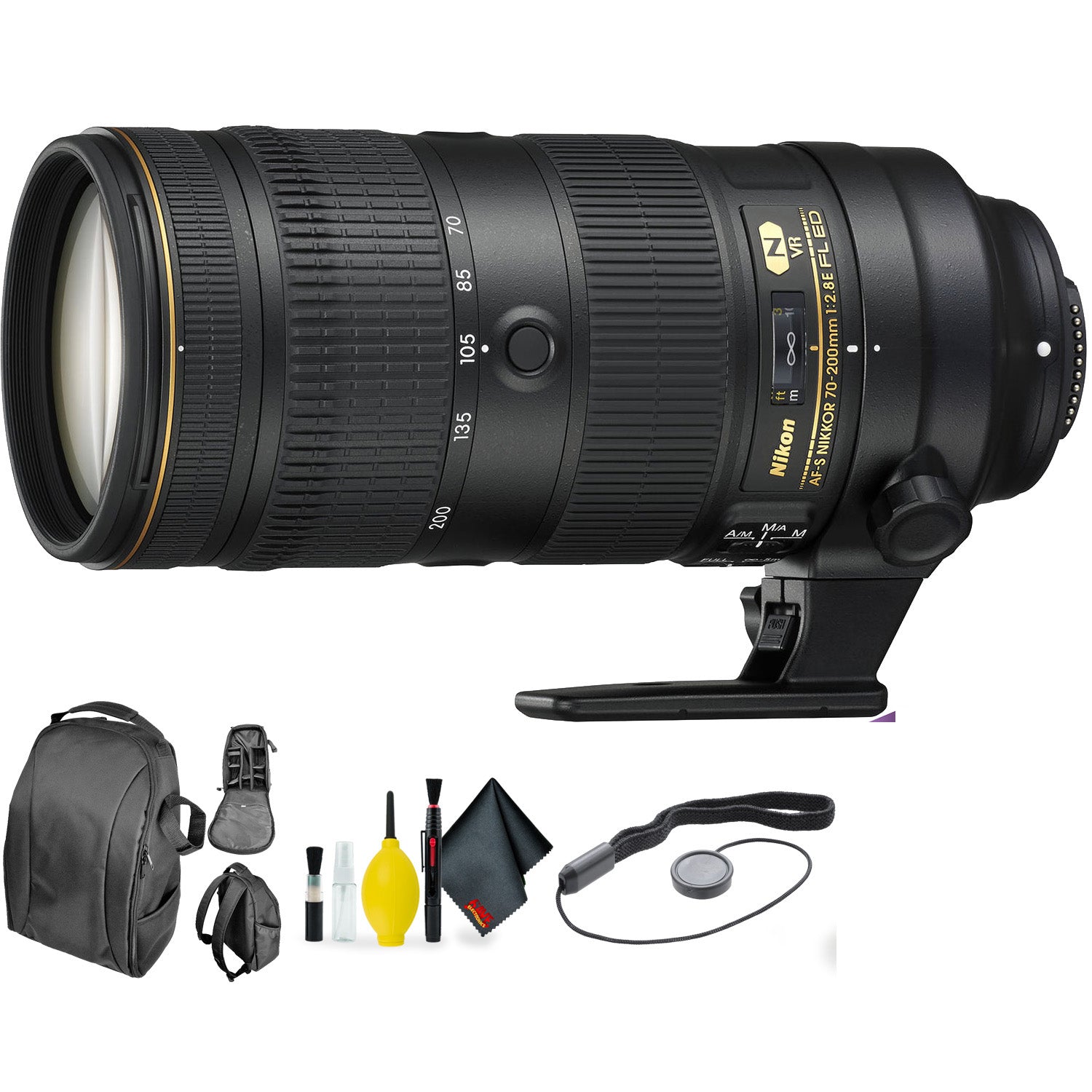 Nikon AF-S NIKKOR 70-200mm f/2.8E FL ED VR Lens + Deluxe Lens Cleaning Kit Value Bundle Nikon